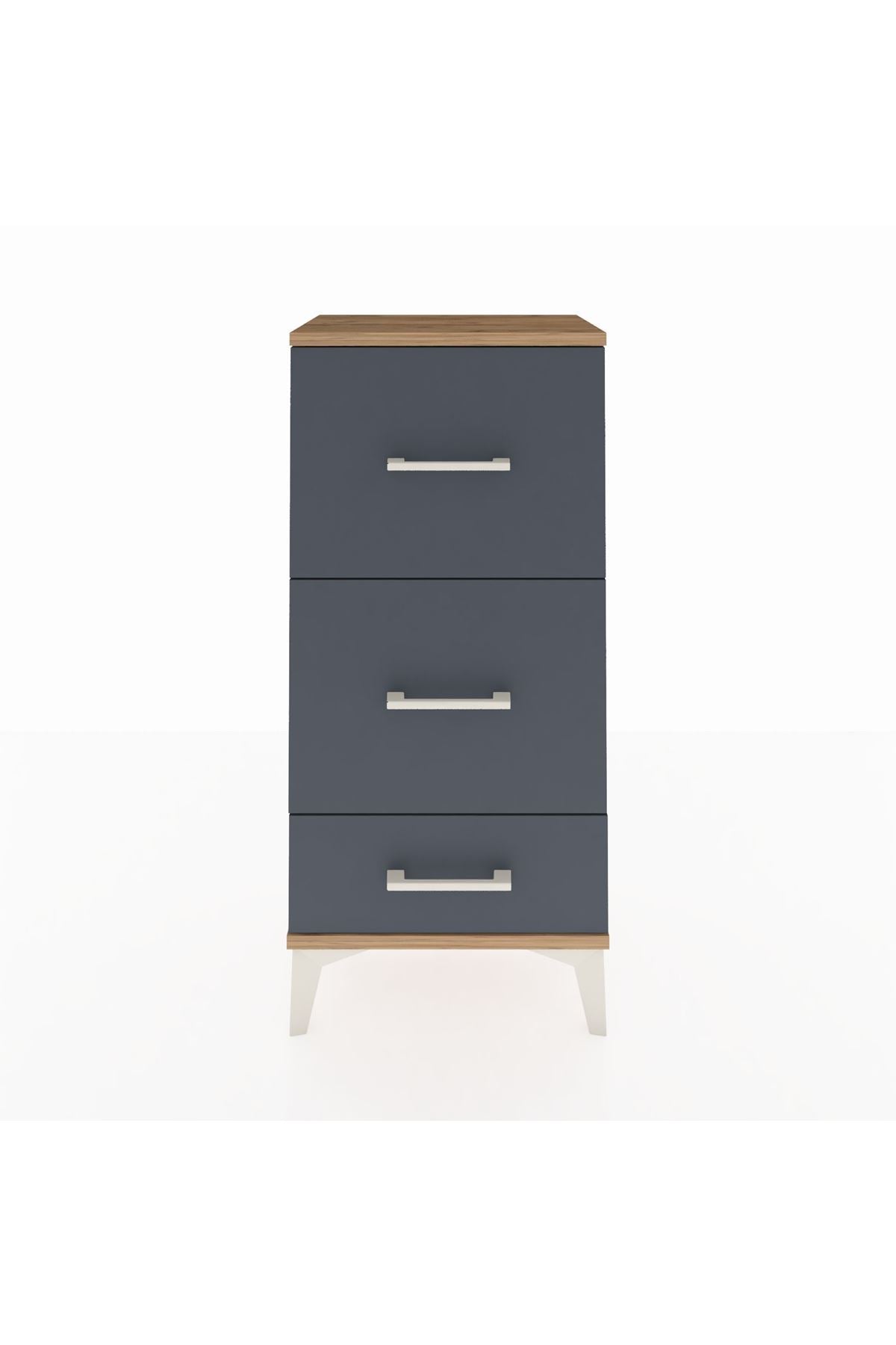 Arges Komodin 3 Çekmeceli 44x30x96 Çam-Antrasit