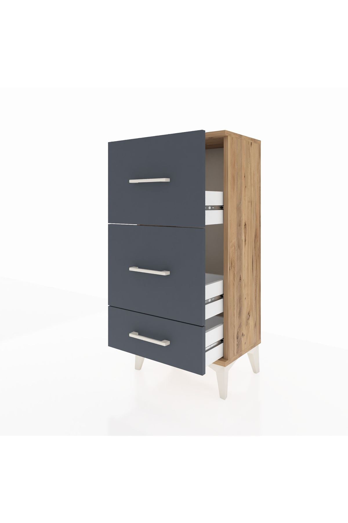 Arges Komodin 3 Çekmeceli 44x30x96 Çam-Antrasit