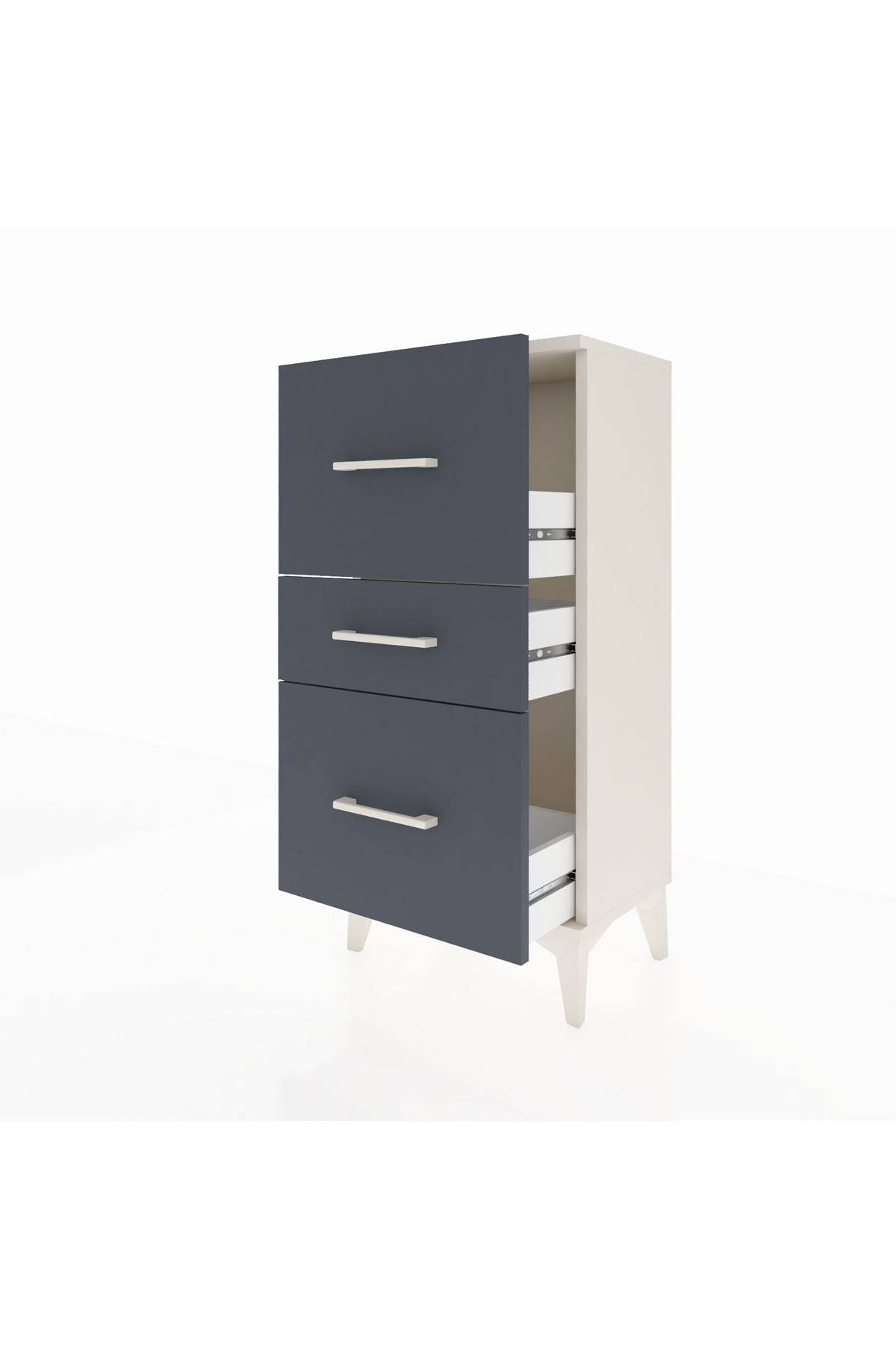 Arges Komodin 3 Çekmeceli 44x30x96 Aytaşı-Antrasit