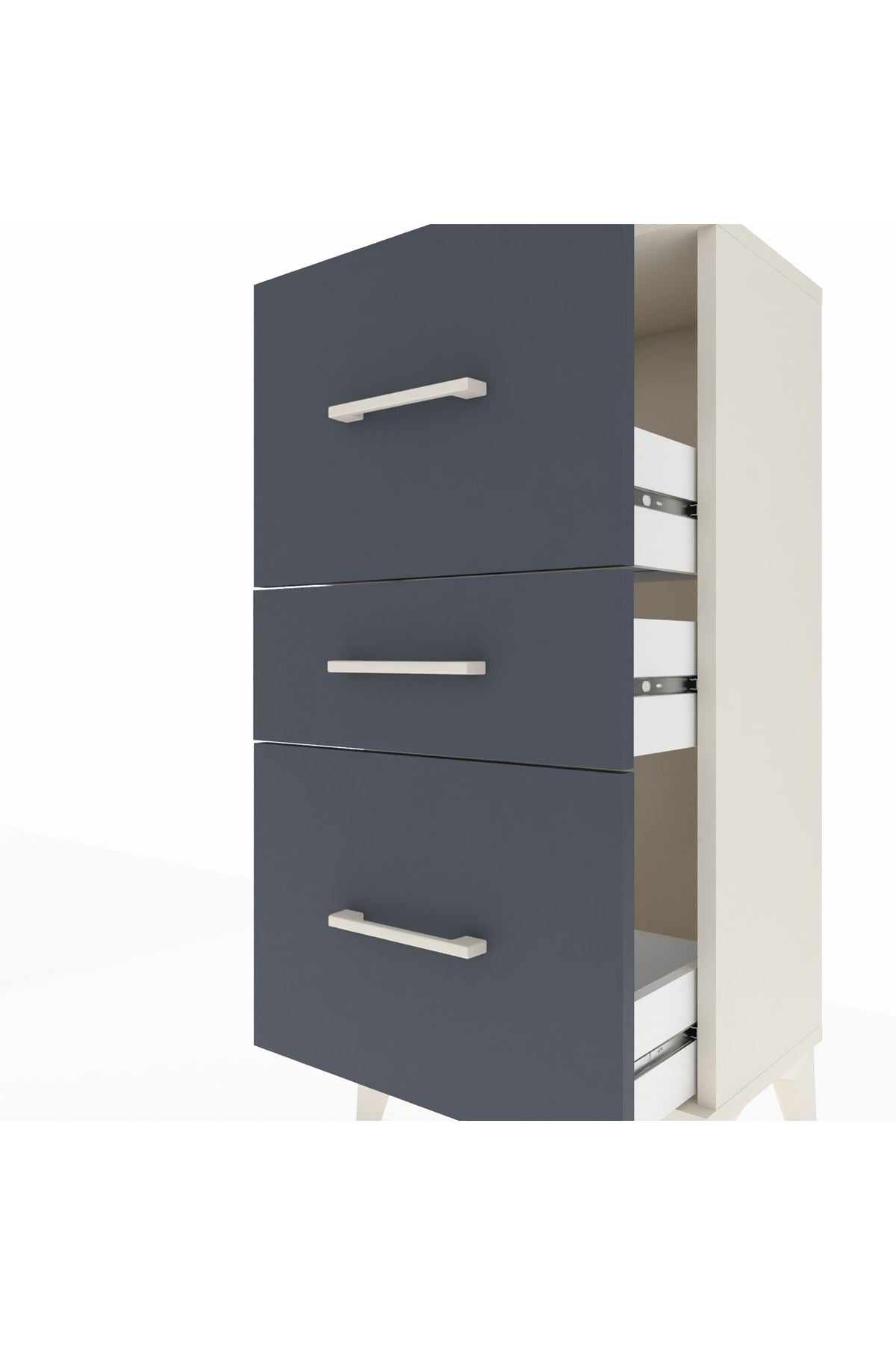 Arges Komodin 3 Çekmeceli 44x30x96 Aytaşı-Antrasit