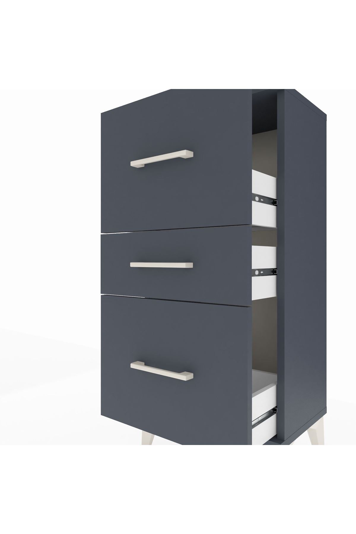 Arges Komodin 3 Çekmeceli 44x30x96 Antrasit-Antrasit