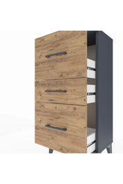 Arges Komodin 3 Çekmeceli 44x30x96 Antrasit-Çam