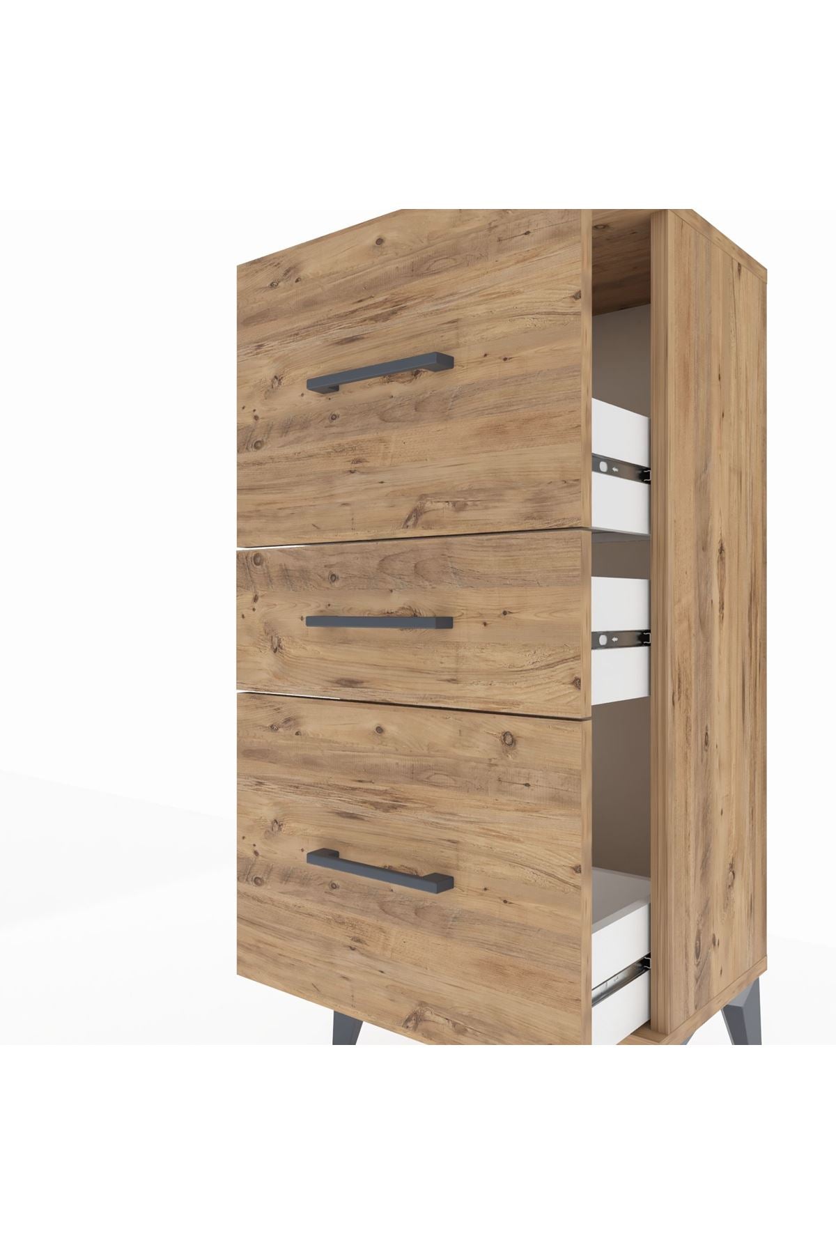 Arges Komodin 3 Çekmeceli 44x30x96 Çam-Çam