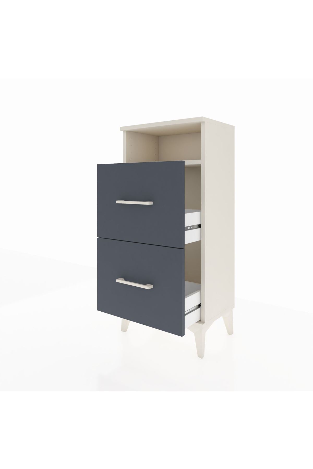 Arges Komodin Tek Raflı 2 Çekmeceli 44x30x96 Aytaşı-Antrasit