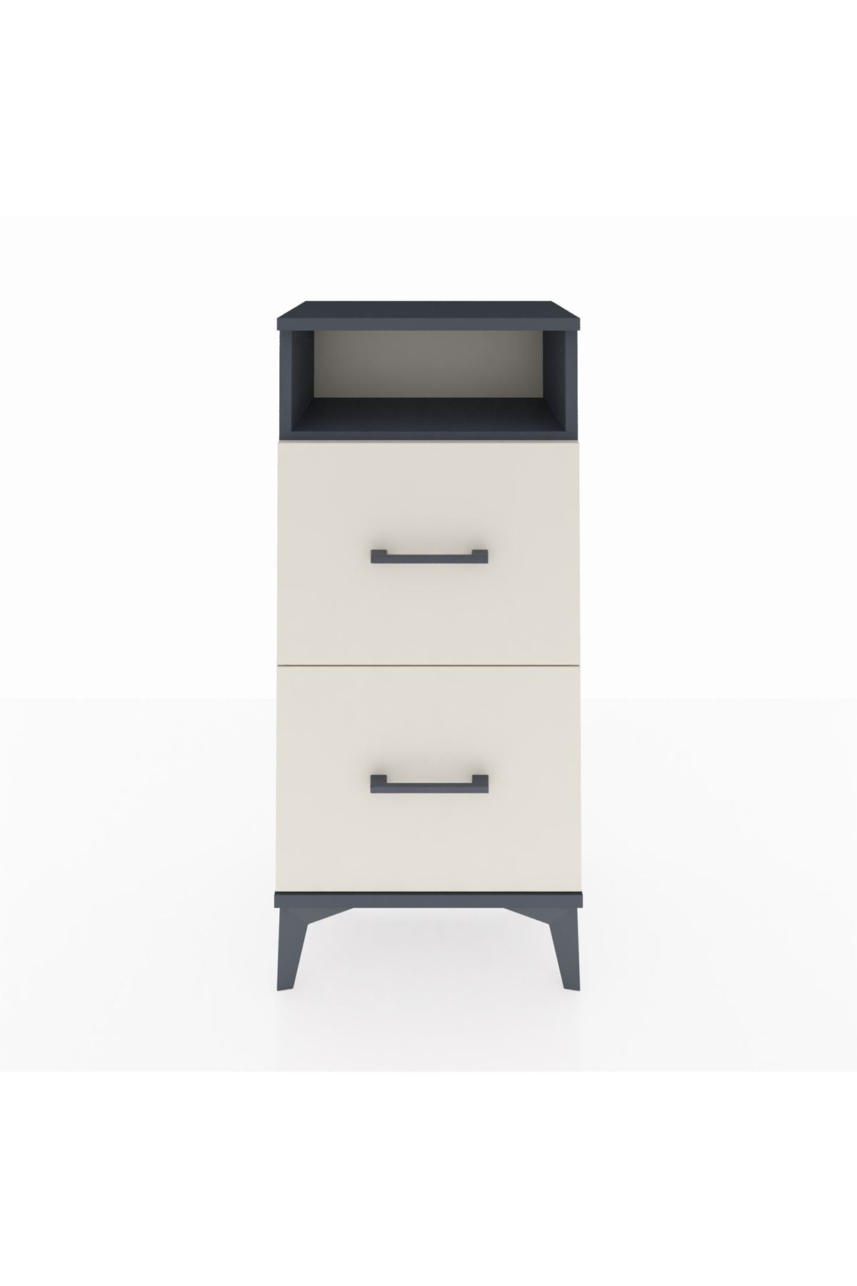 Arges Komodin Tek Raflı 2 Çekmeceli 44x30x96 Antrasit-Aytaşı