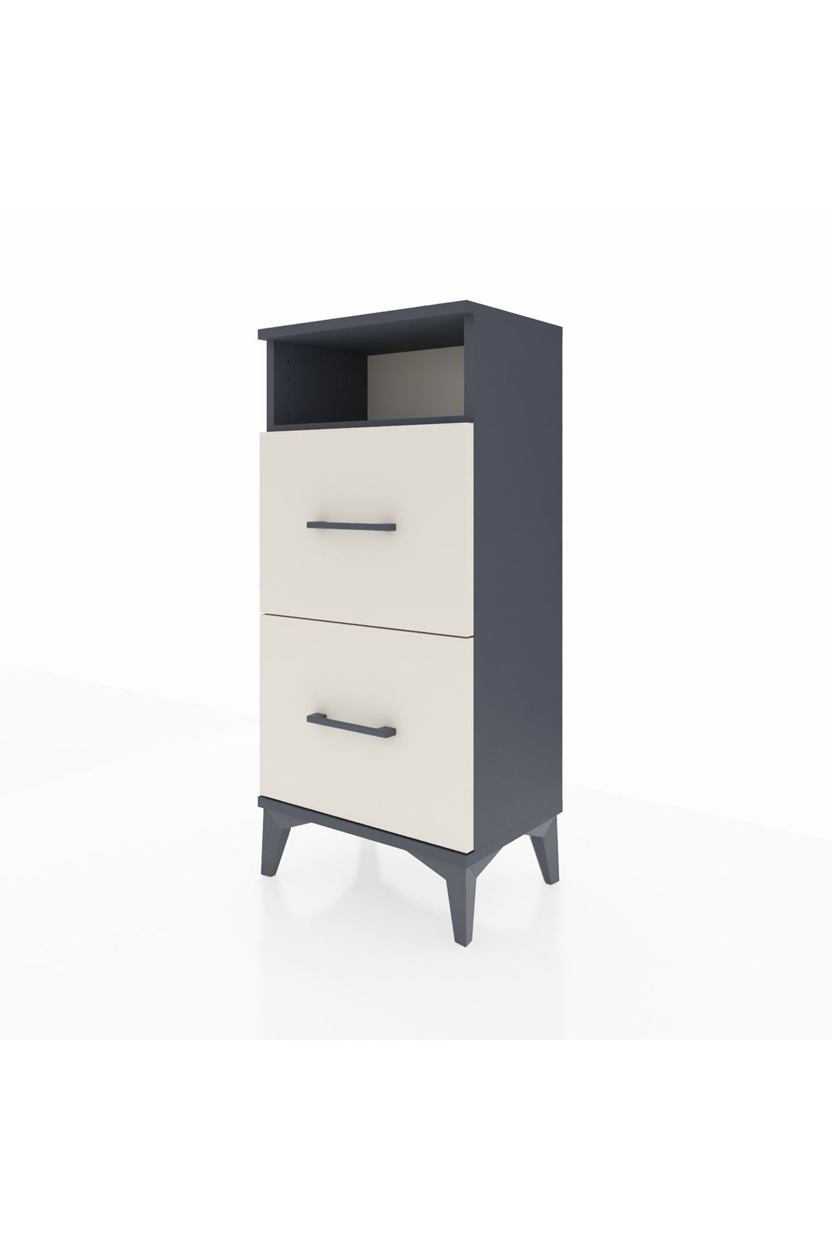 Arges Komodin Tek Raflı 2 Çekmeceli 44x30x96 Antrasit-Aytaşı