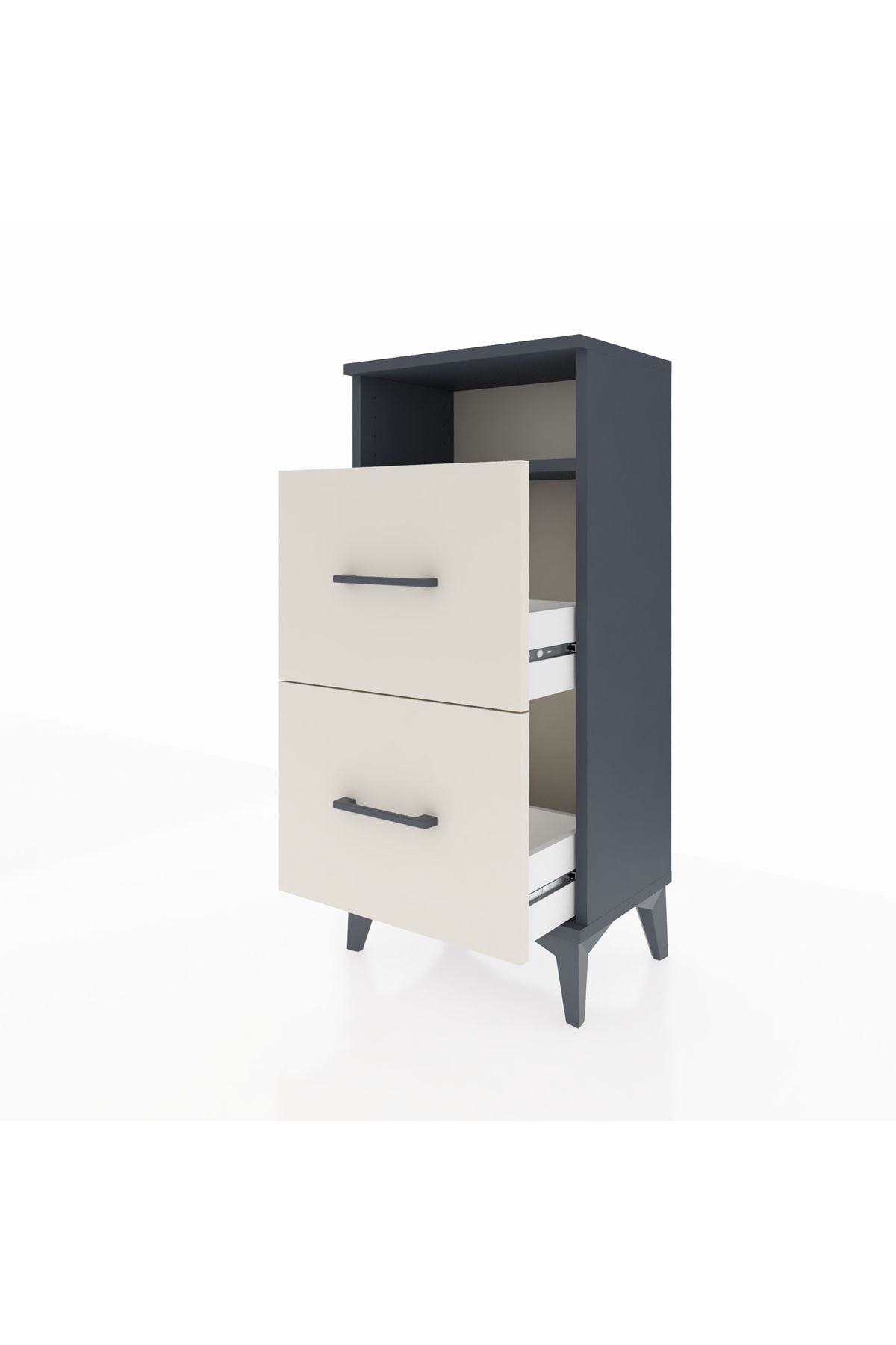 Arges Komodin Tek Raflı 2 Çekmeceli 44x30x96 Antrasit-Aytaşı