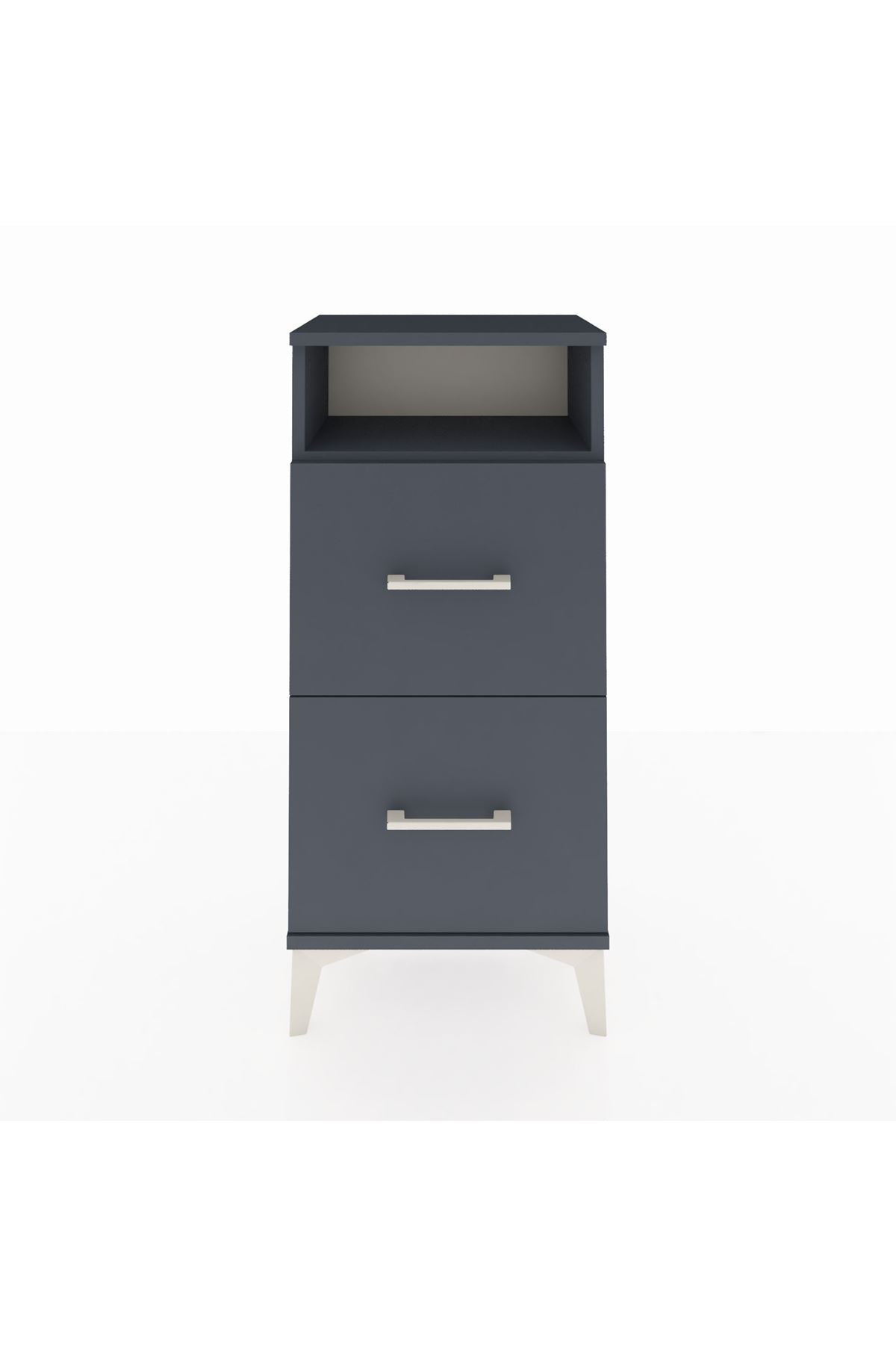 Arges Komodin Tek Raflı 2 Çekmeceli 44x30x96 Antrasit-Antrasit