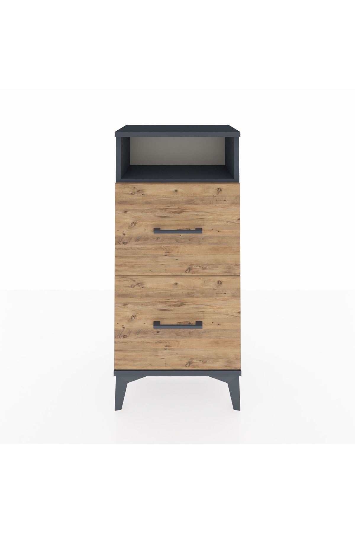 Arges Komodin Tek Raflı 2 Çekmeceli 44x30x96 Antrasit-Çam