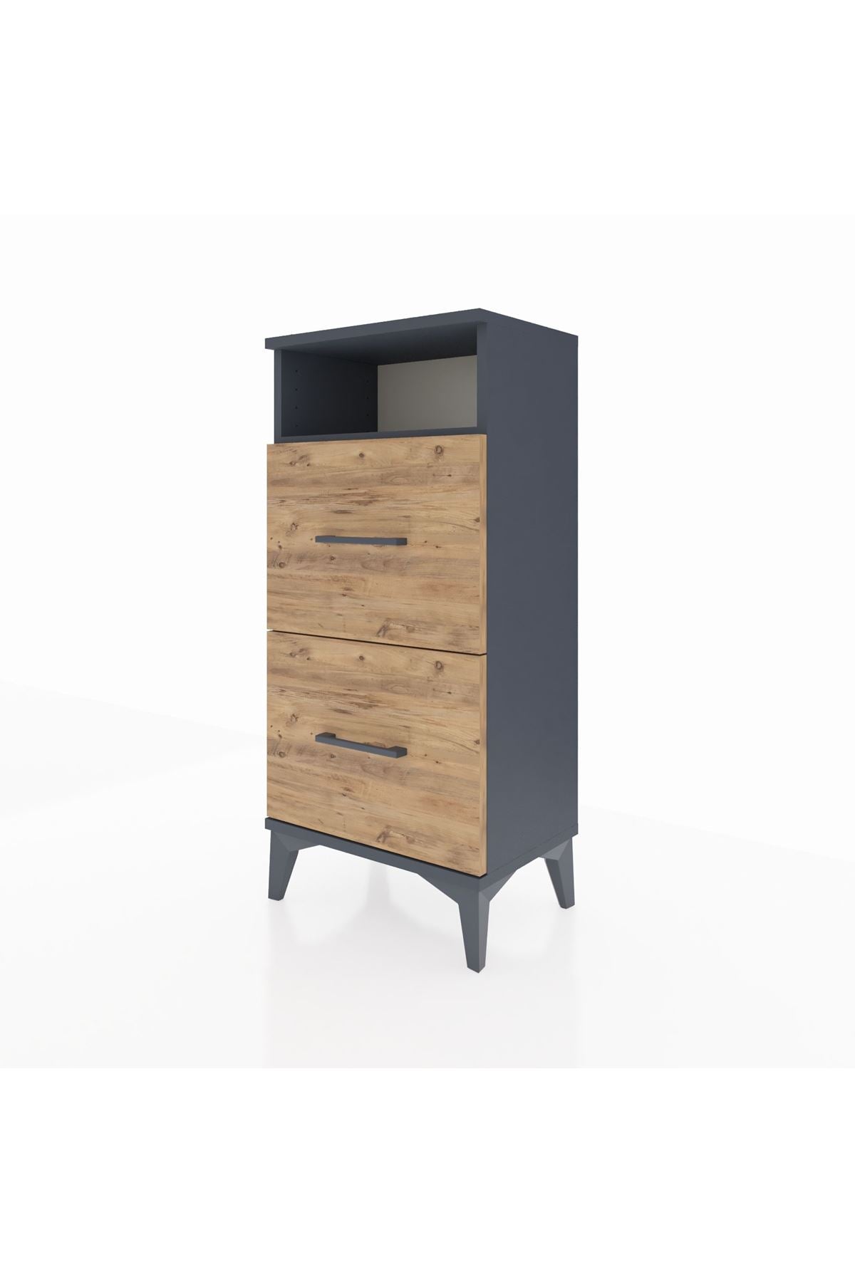 Arges Komodin Tek Raflı 2 Çekmeceli 44x30x96 Antrasit-Çam