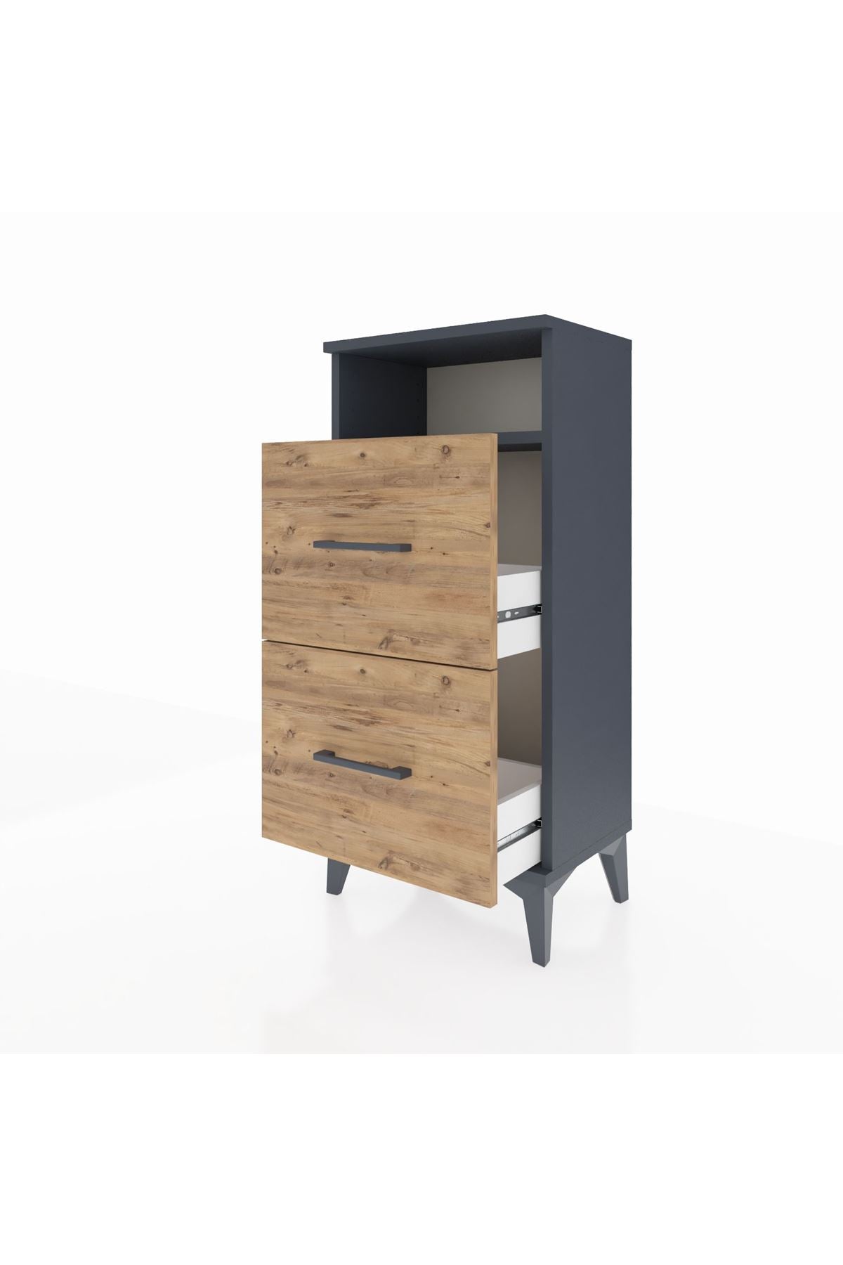 Arges Komodin Tek Raflı 2 Çekmeceli 44x30x96 Antrasit-Çam