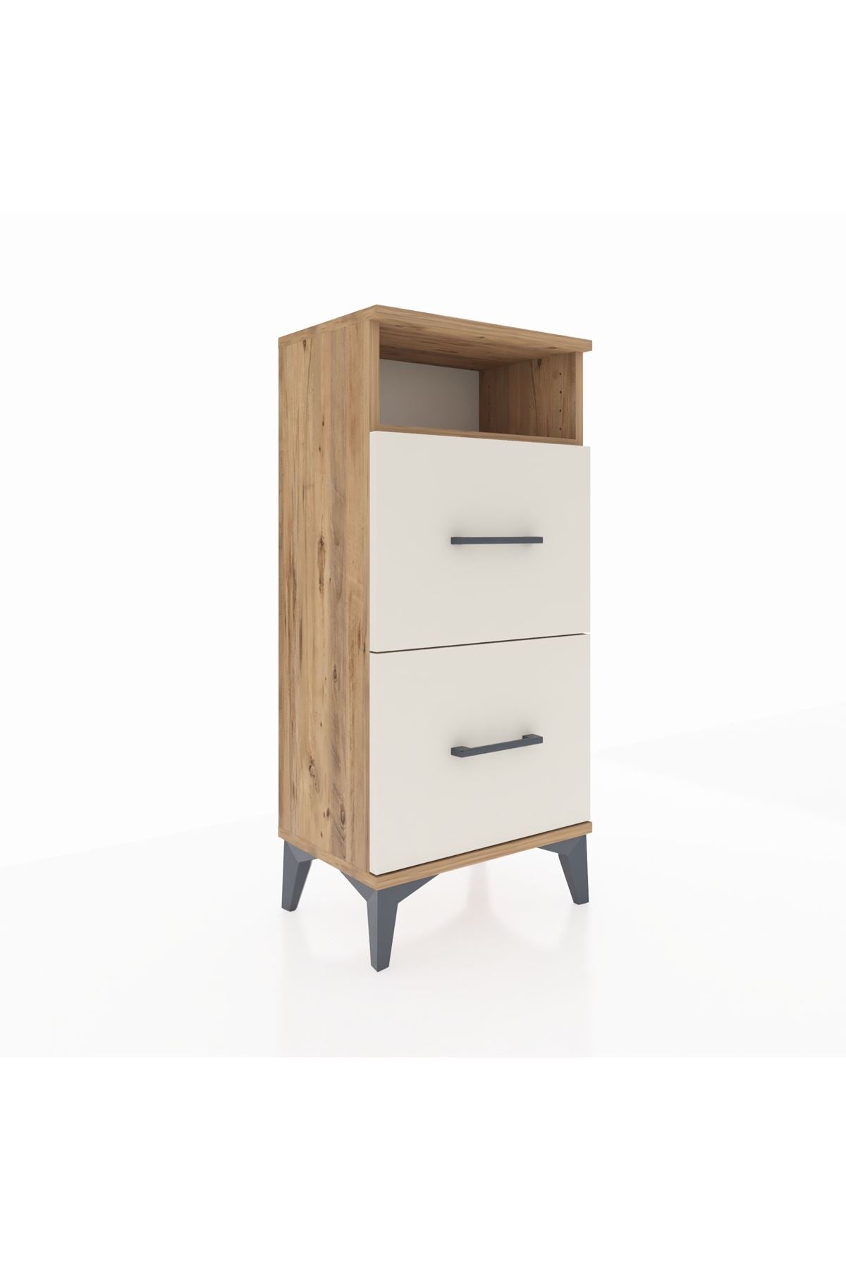 Arges Komodin Tek Raflı 2 Çekmeceli 44x30x96 Çam-Aytaşı