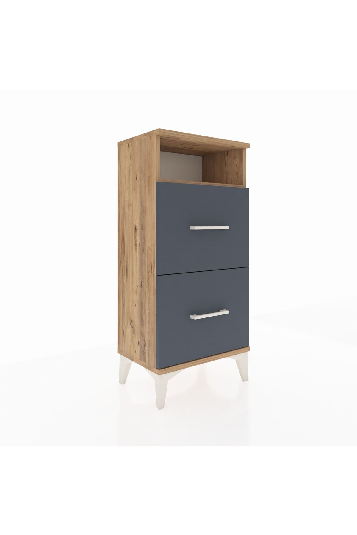 Arges Komodin Tek Raflı 2 Çekmeceli 44x30x96 Çam-Antrasit
