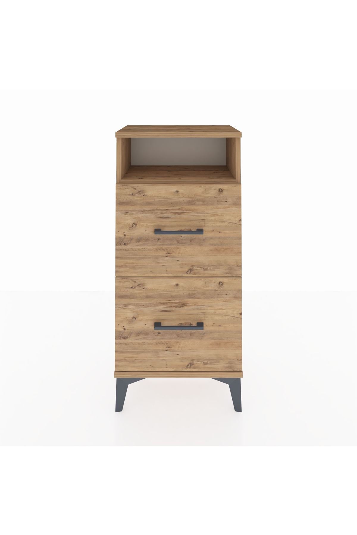 Arges Komodin Tek Raflı 2 Çekmeceli 44x30x96 Çam-Çam