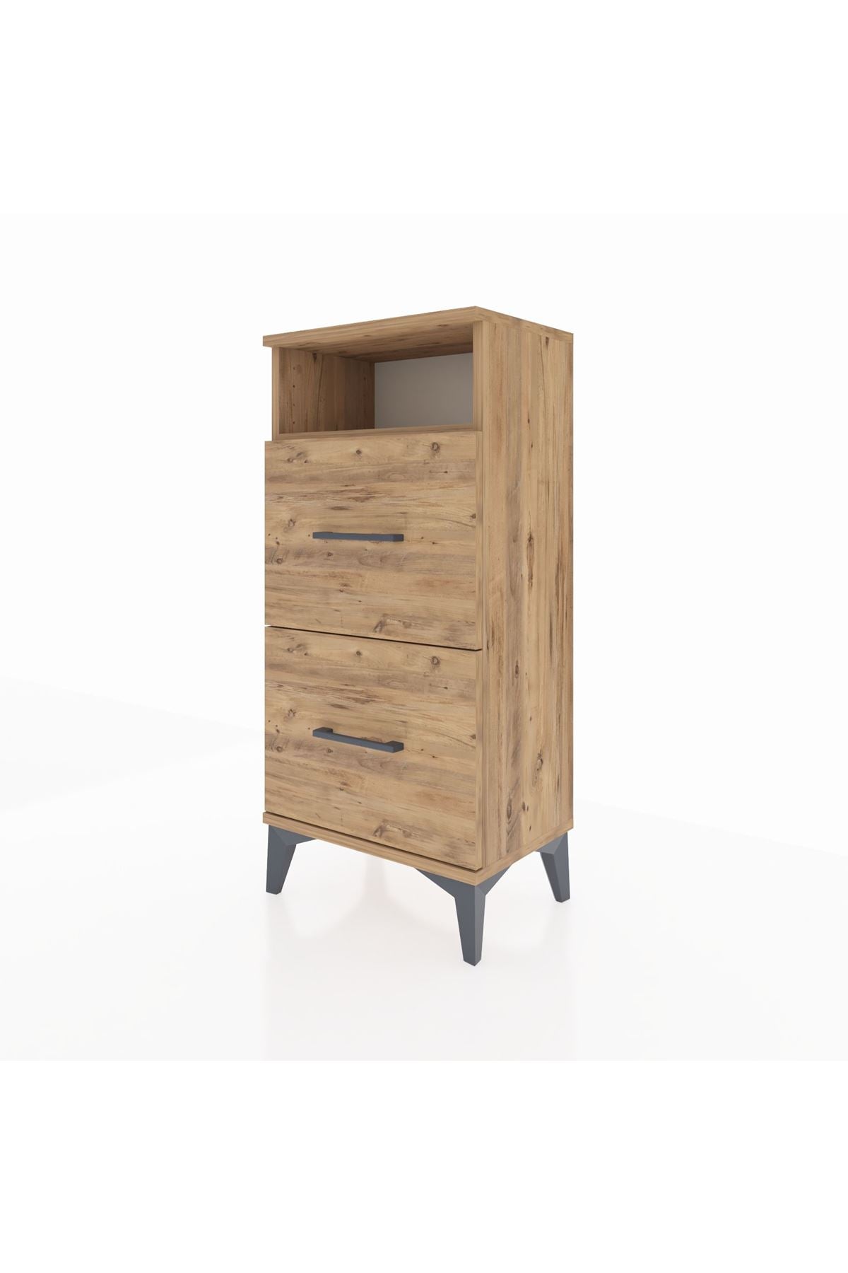 Arges Komodin Tek Raflı 2 Çekmeceli 44x30x96 Çam-Çam