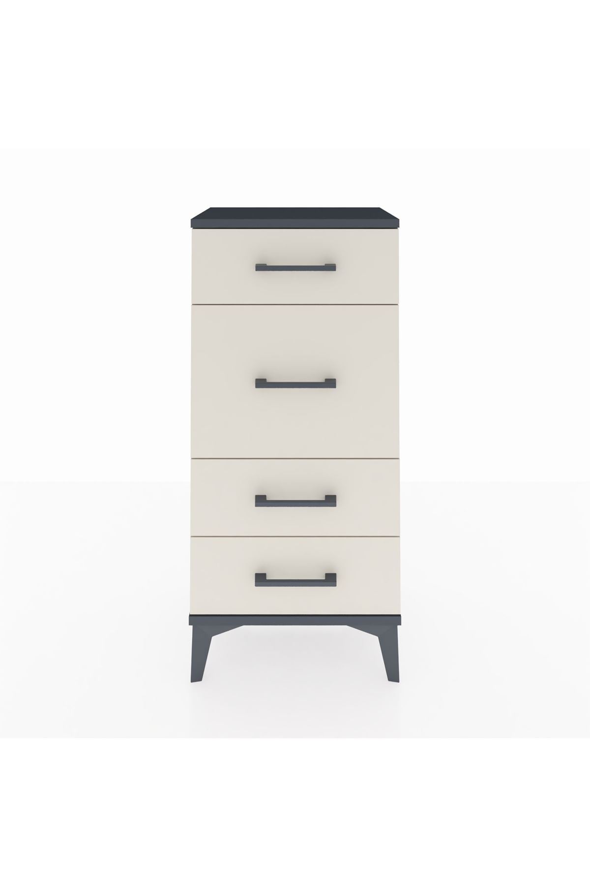 Arges Komodin 4 Çekmeceli 44x30x96 Antrasit-Aytaşı