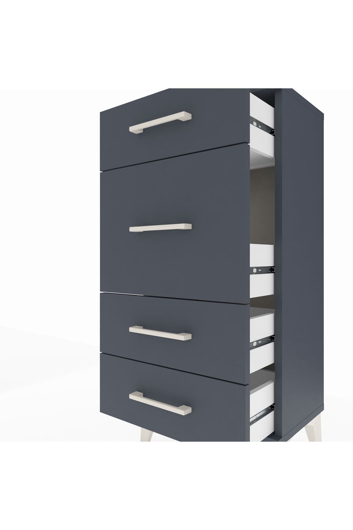 Arges Komodin 4 Çekmeceli 44x30x96 Antrasit-Antrasit