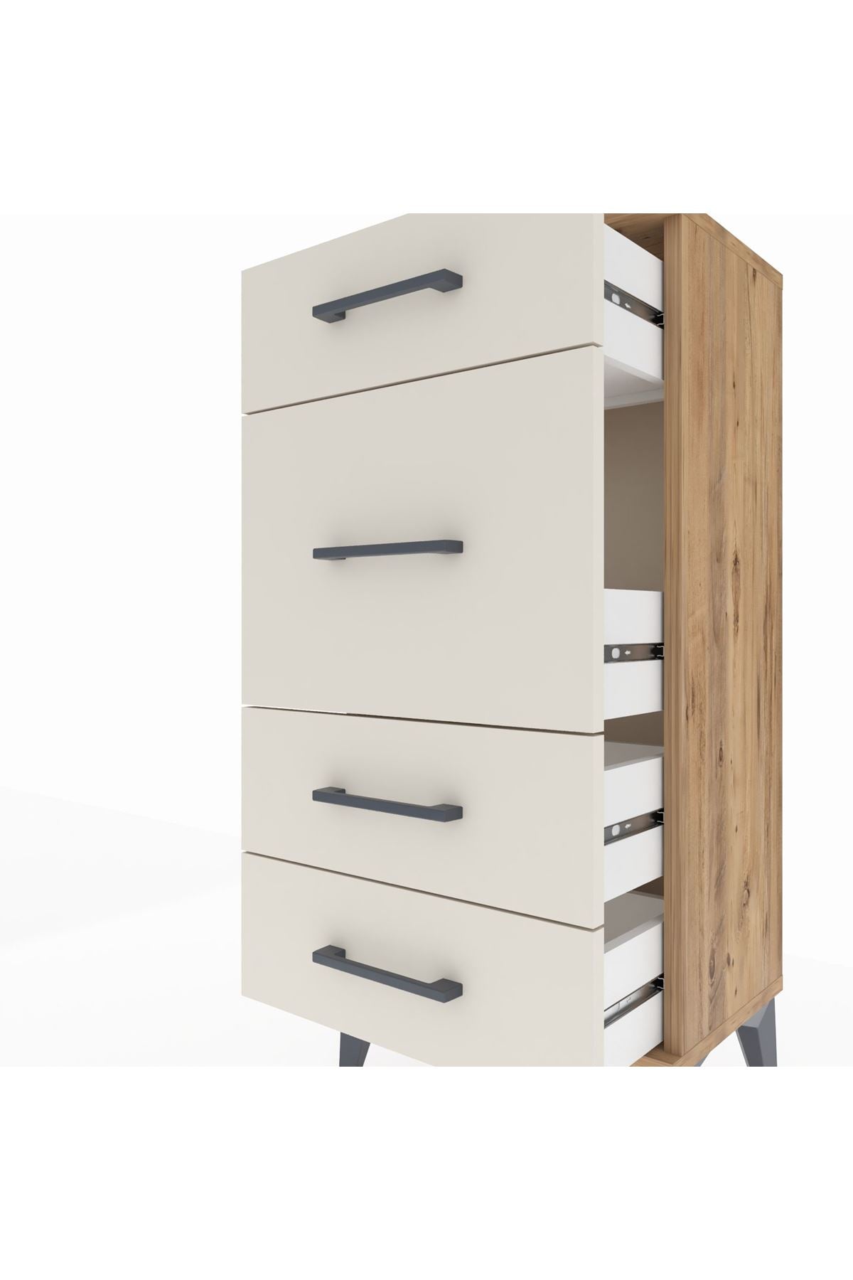 Arges Komodin 4 Çekmeceli 44x30x96 Çam-Aytaşı