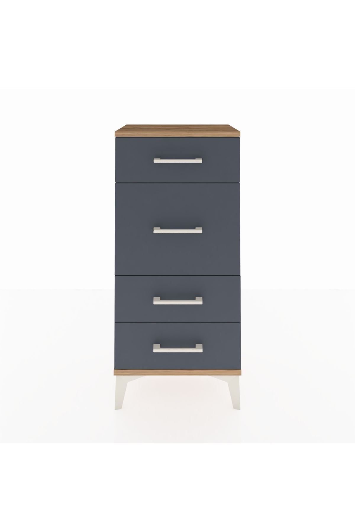 Arges Komodin 4 Çekmeceli 44x30x96 Çam-Antrasit