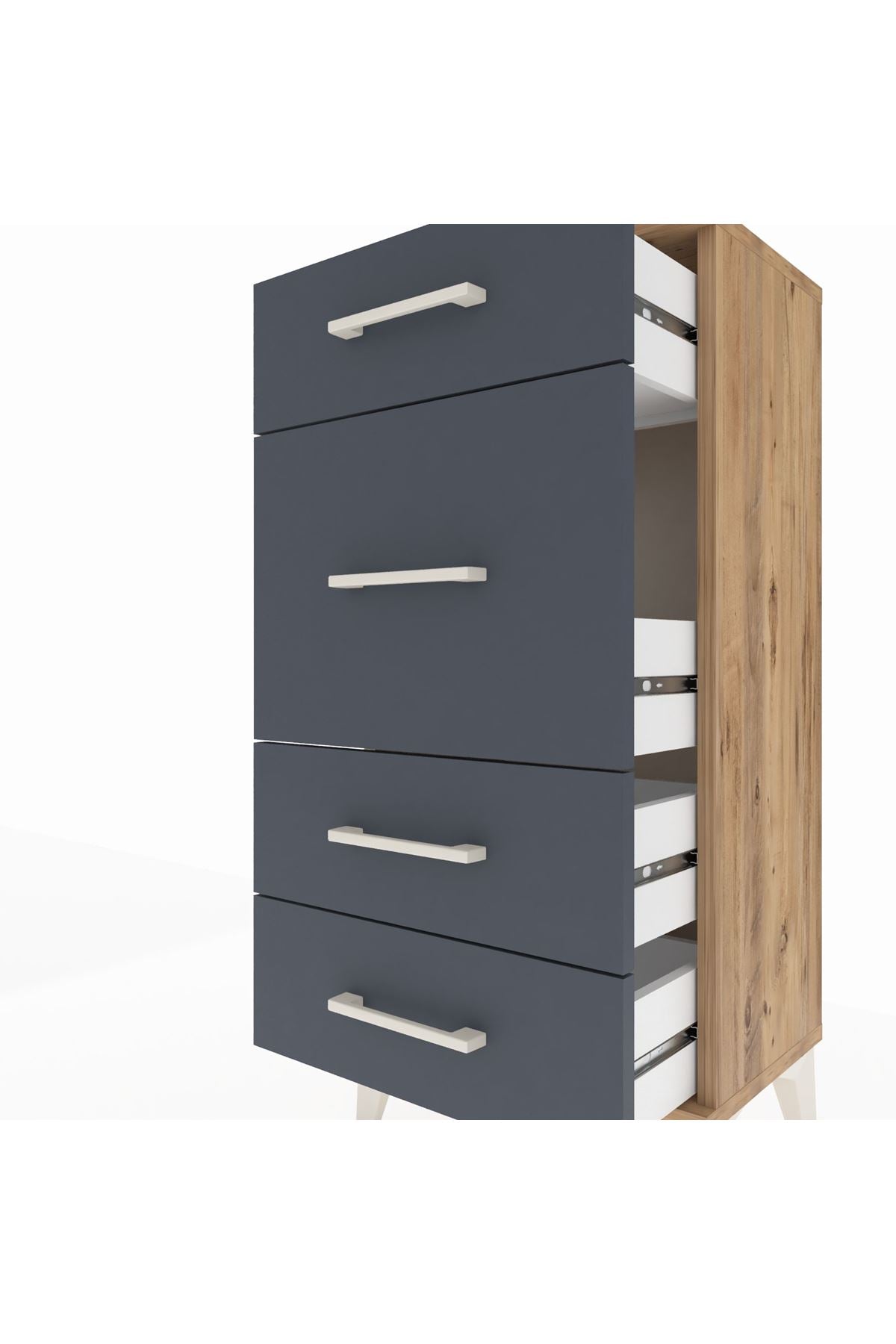Arges Komodin 4 Çekmeceli 44x30x96 Çam-Antrasit