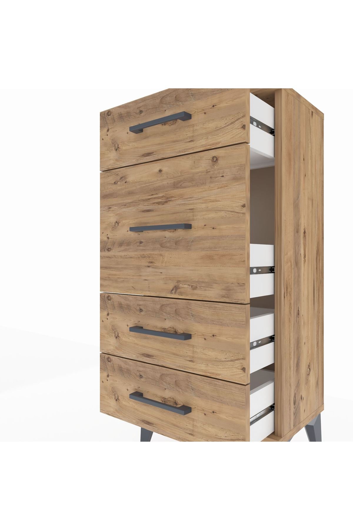 Arges Komodin 4 Çekmeceli 44x30x96 Çam-Çam