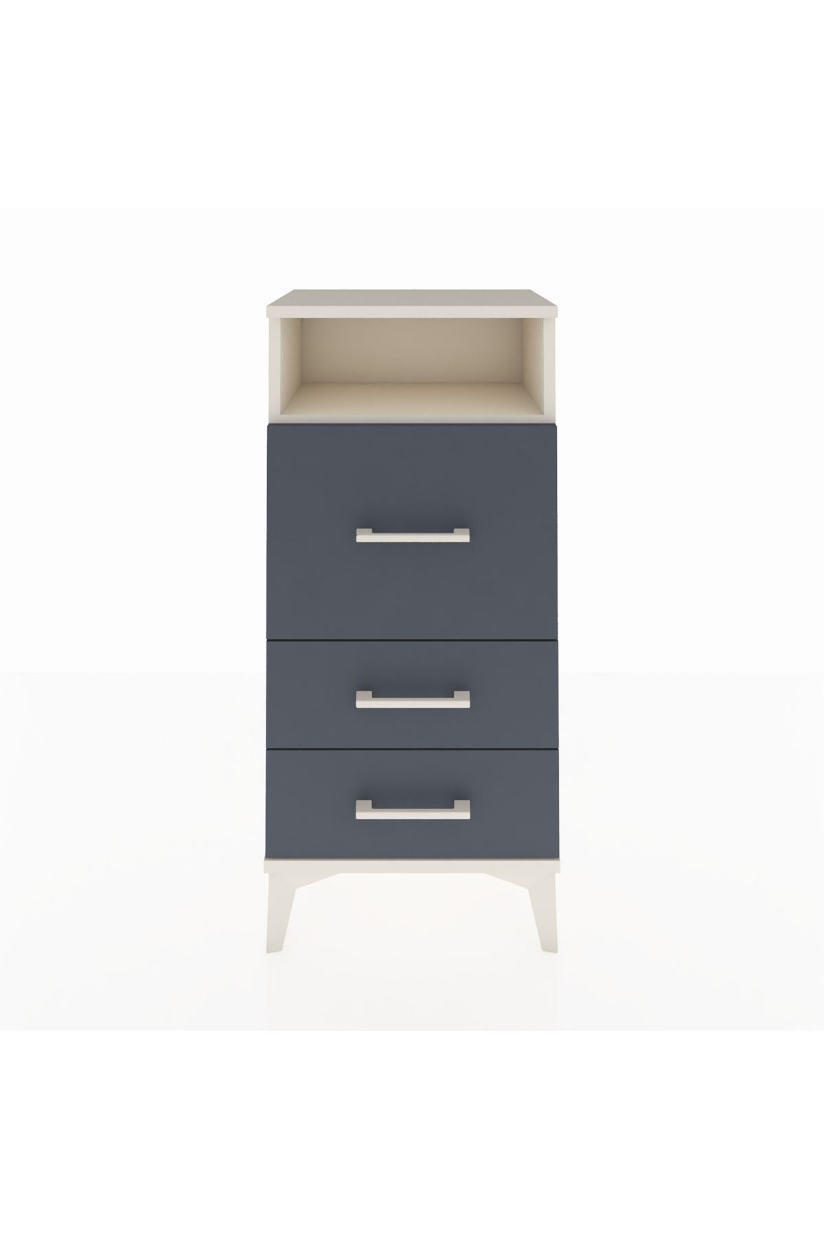 Arges Komodin Tek Raflı 3 Çekmeceli 44x30x96 Aytaşı-Antrasit