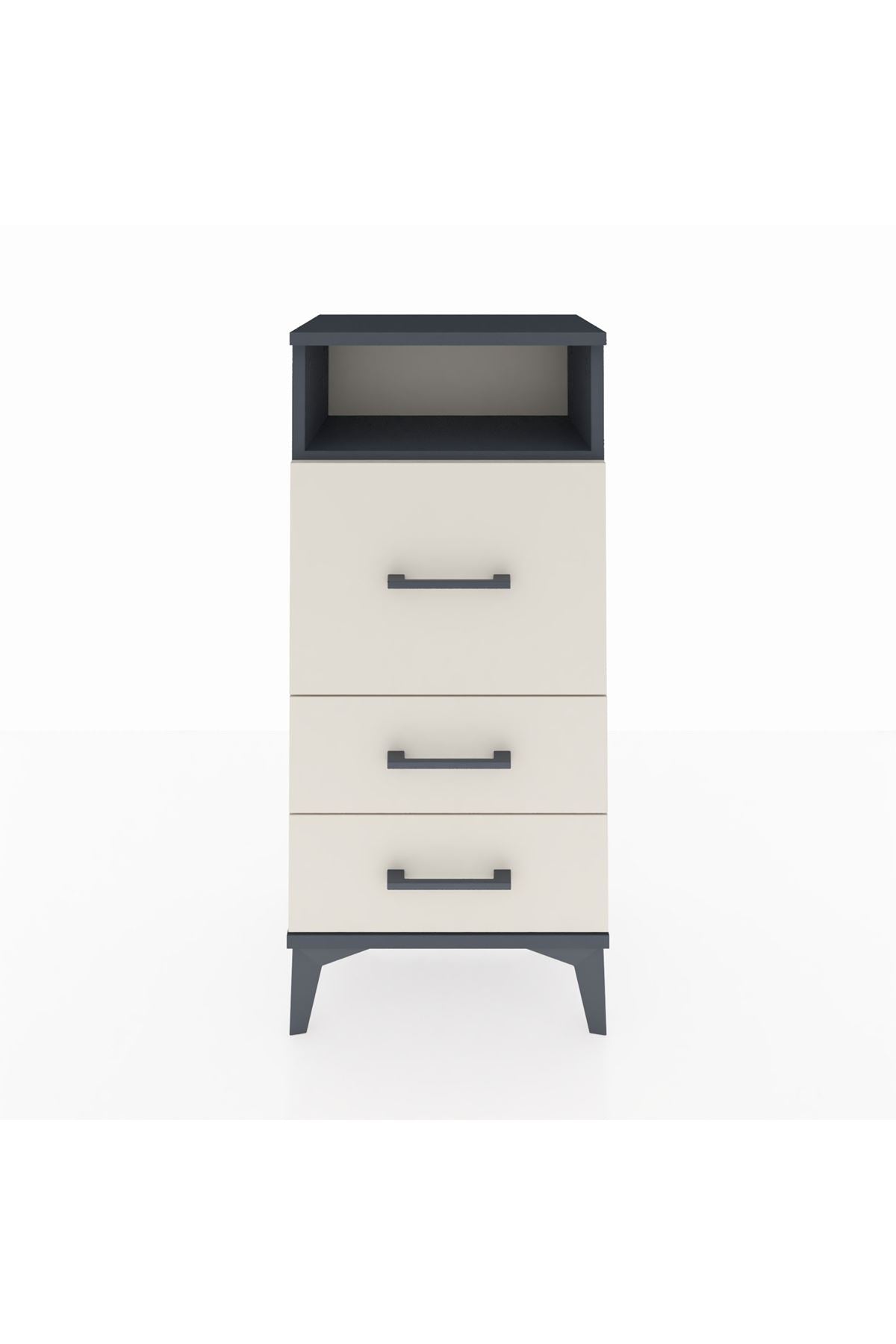 Arges Komodin Tek Raflı 3 Çekmeceli 44x30x96 Antrasit-Aytaşı