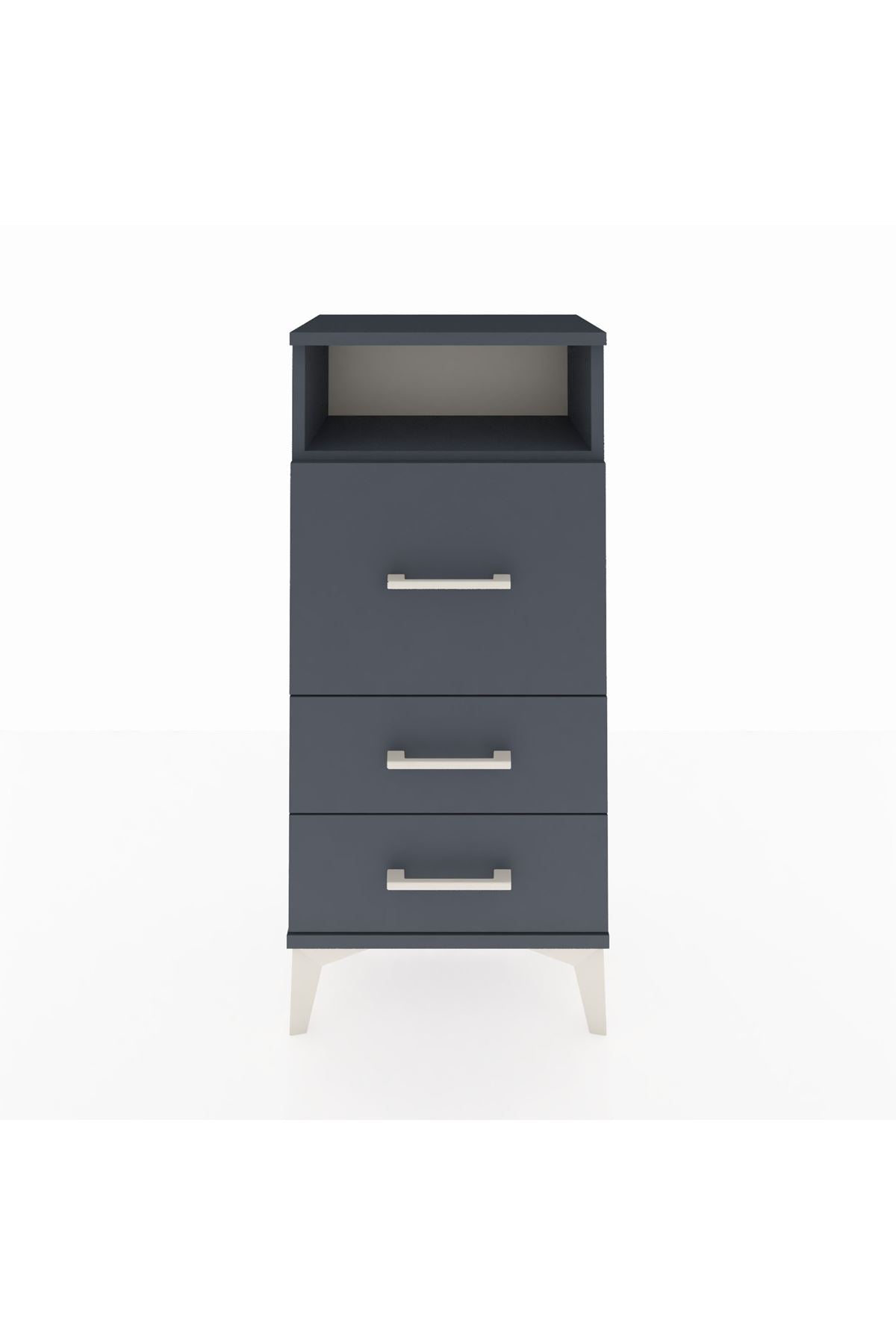 Arges Komodin Tek Raflı 3 Çekmeceli 44x30x96 Antrasit-Antrasit