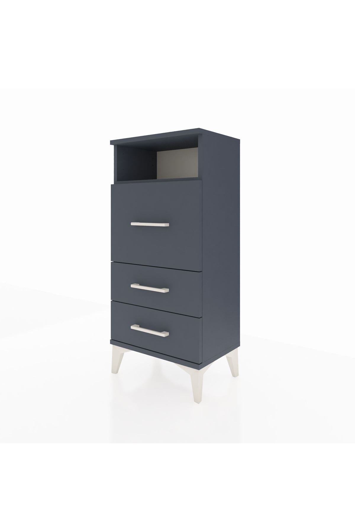 Arges Komodin Tek Raflı 3 Çekmeceli 44x30x96 Antrasit-Antrasit