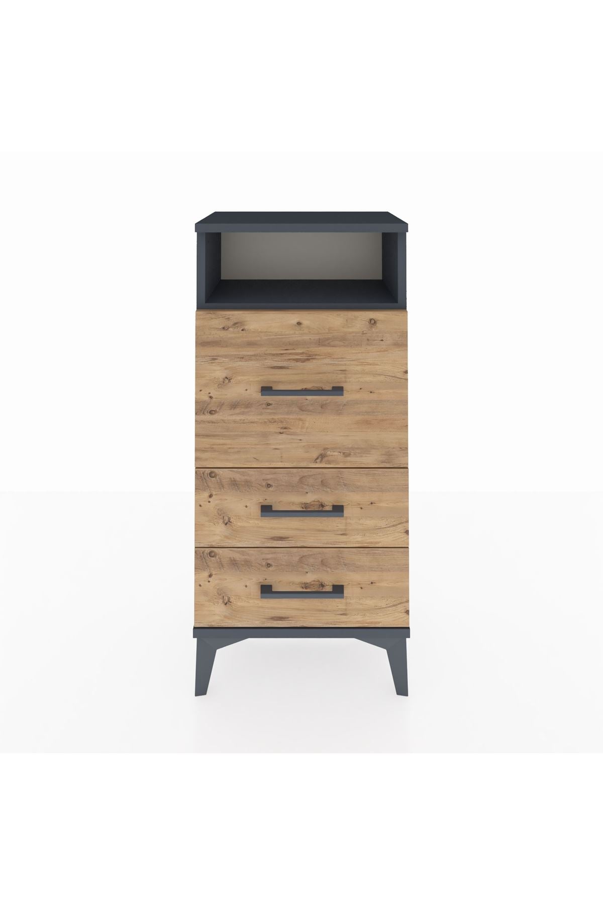 Arges Komodin Tek Raflı 3 Çekmeceli 44x30x96 Antrasit-Çam