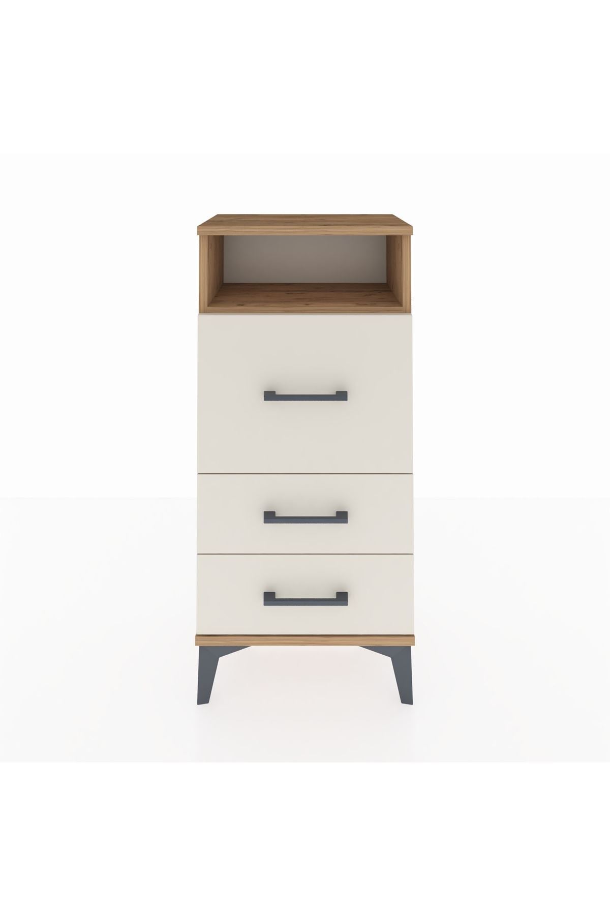 Arges Komodin Tek Raflı 3 Çekmeceli 44x30x96 Çam-Aytaşı