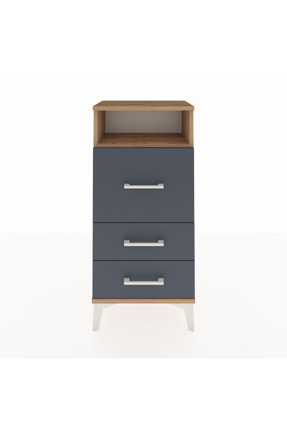 Arges Komodin Tek Raflı 3 Çekmeceli 44x30x96 Çam-Antrasit