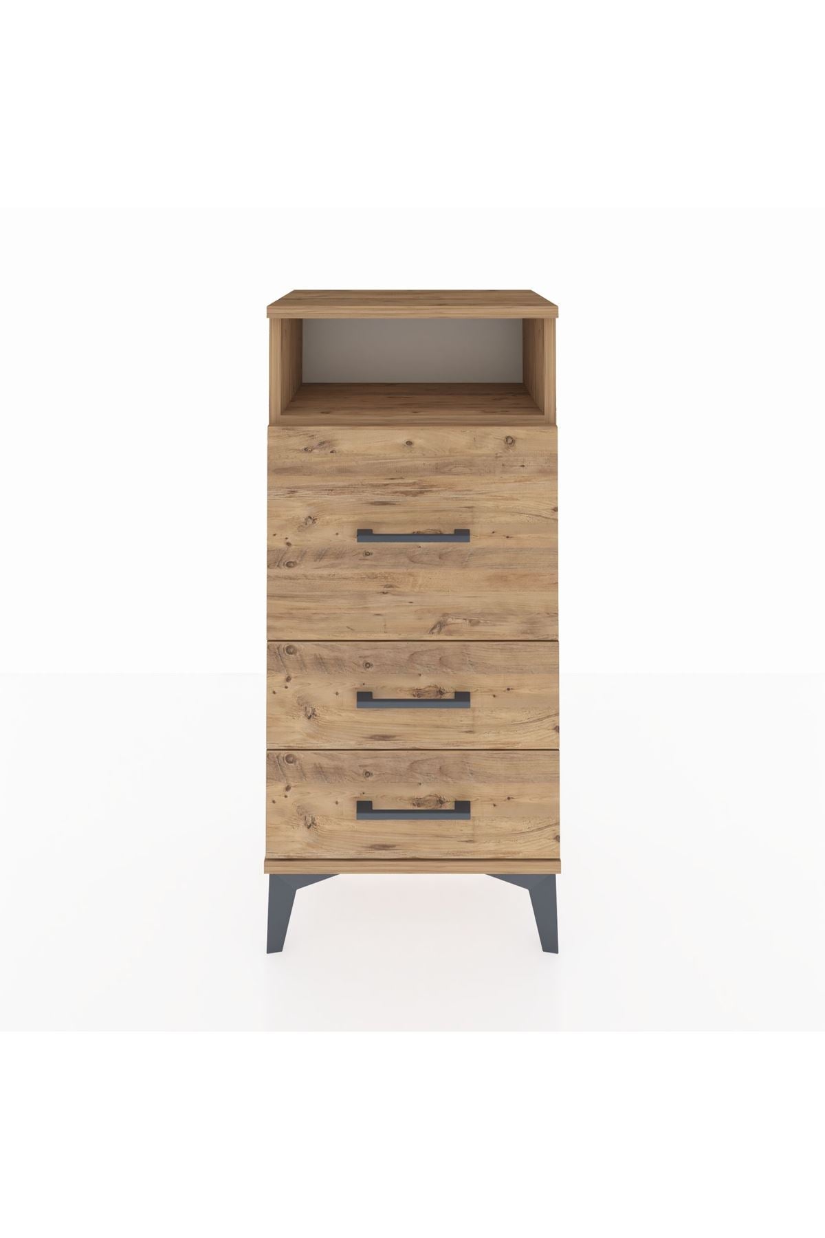 Arges Komodin Tek Raflı 3 Çekmeceli 44x30x96 Çam-Çam