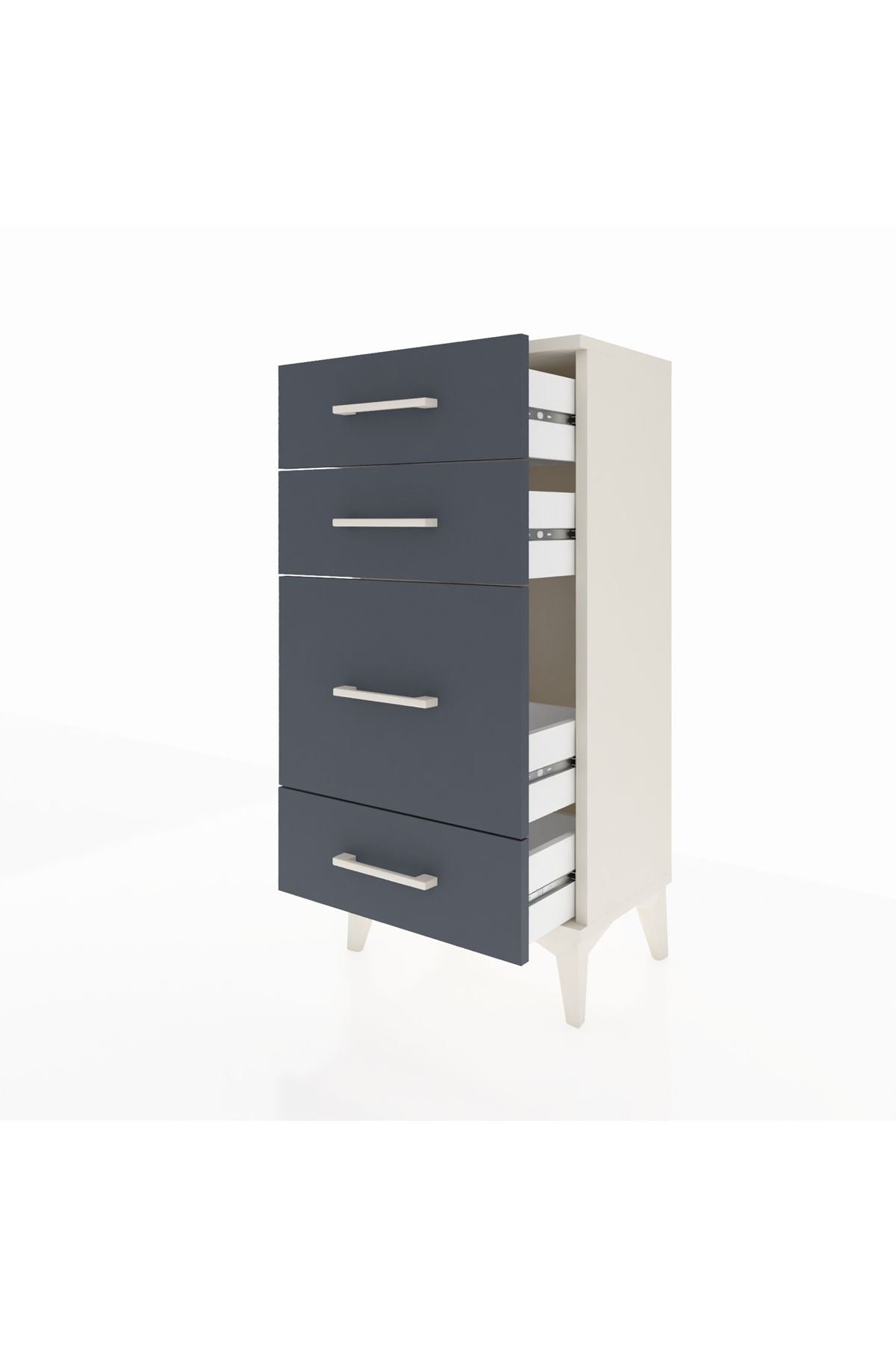 Arges Komodin 4 Çekmeceli 44x30x96 Aytaşı-Antrasit