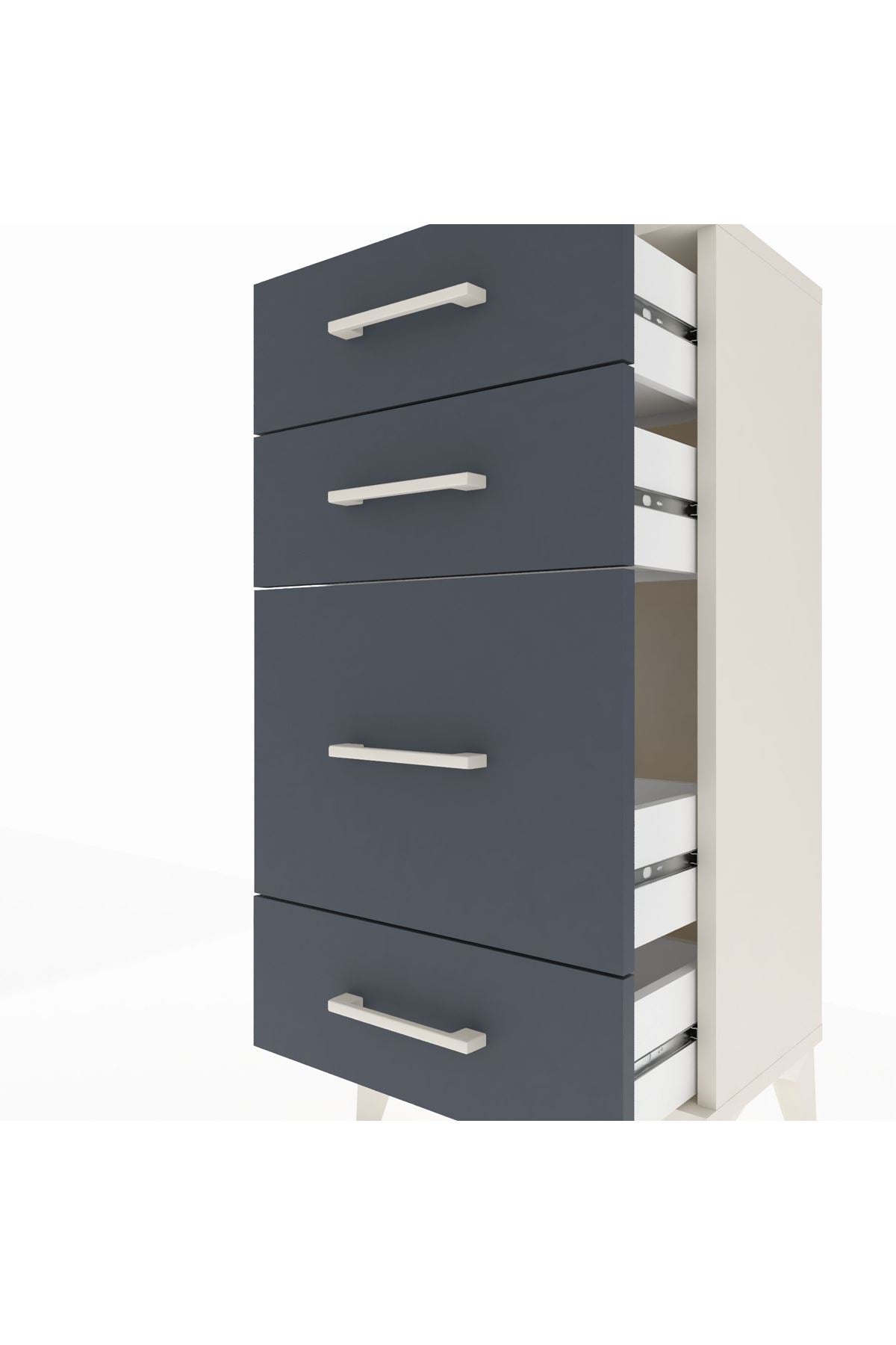 Arges Komodin 4 Çekmeceli 44x30x96 Aytaşı-Antrasit