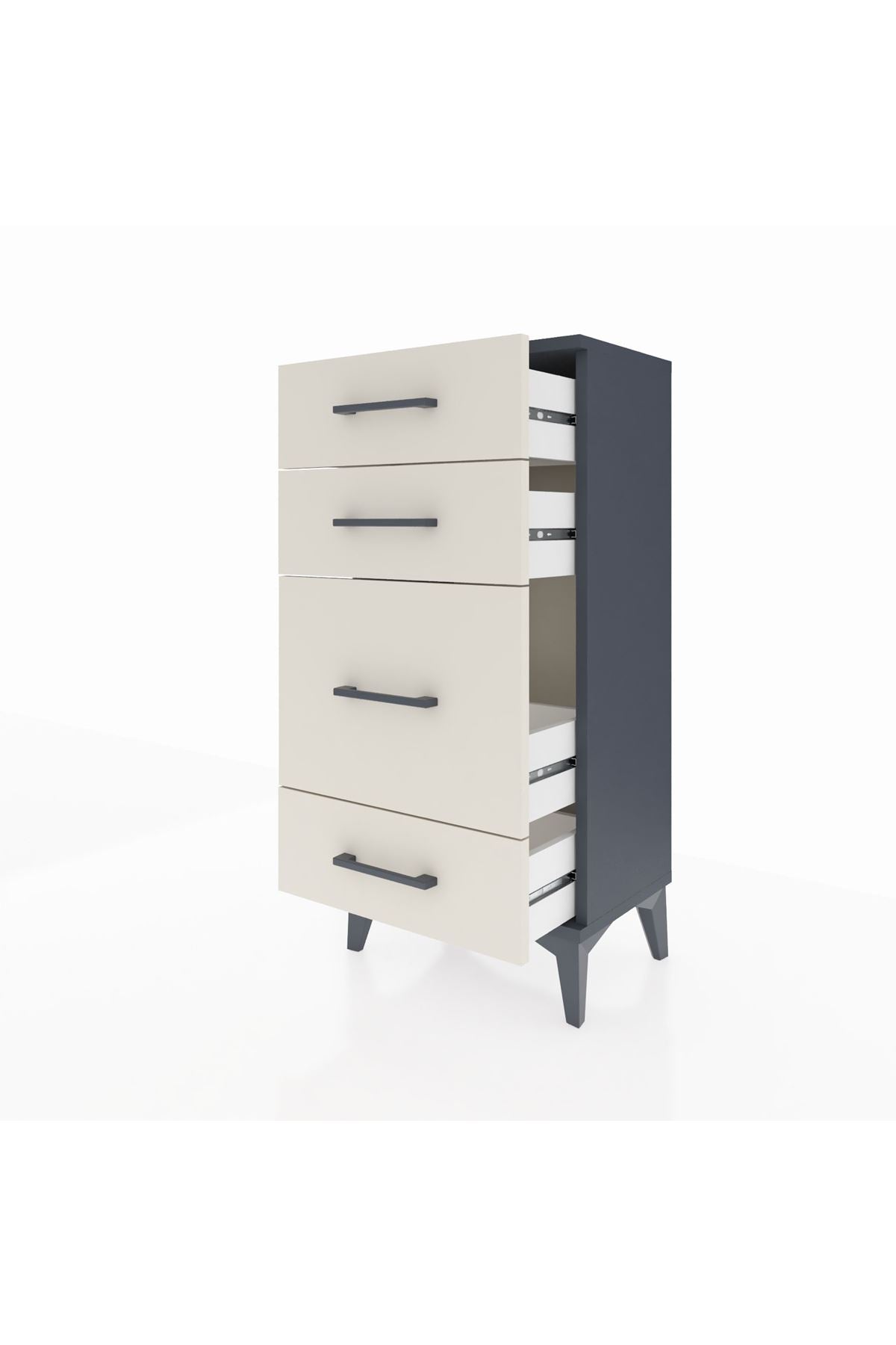 Arges Komodin 4 Çekmeceli 44x30x96 Antrasit-Aytaşı