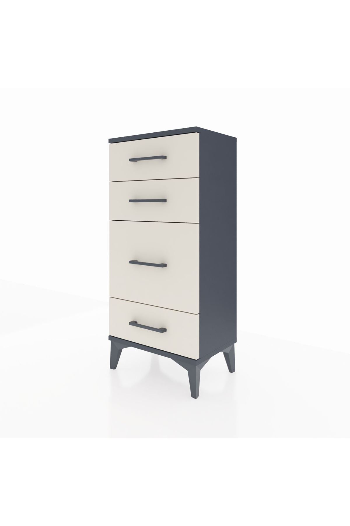 Arges Komodin 4 Çekmeceli 44x30x96 Antrasit-Aytaşı