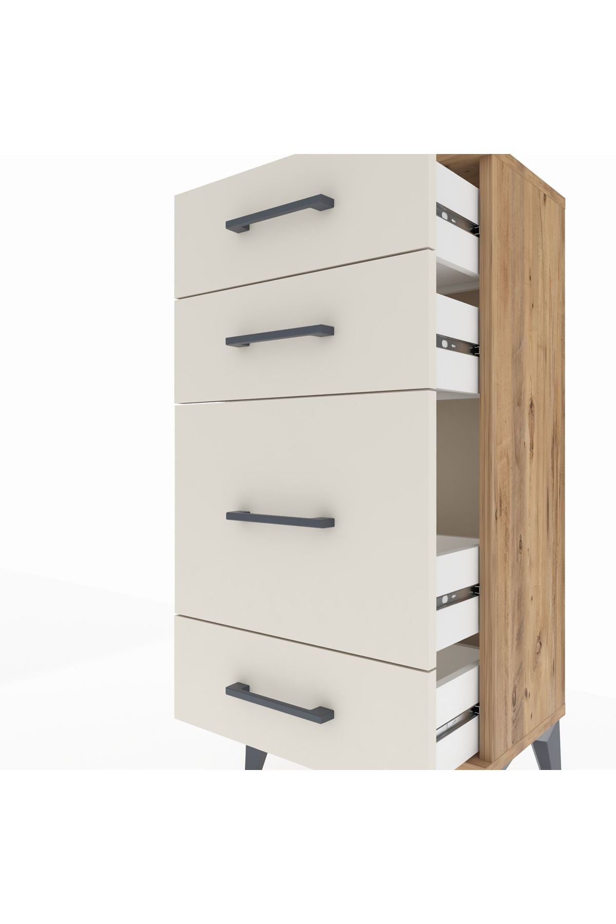 Arges Komodin 4 Çekmeceli 44x30x96 Çam-Aytaşı