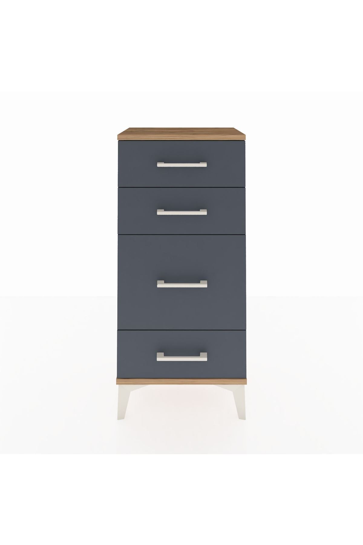 Arges Komodin 4 Çekmeceli 44x30x96 Çam-Antrasit