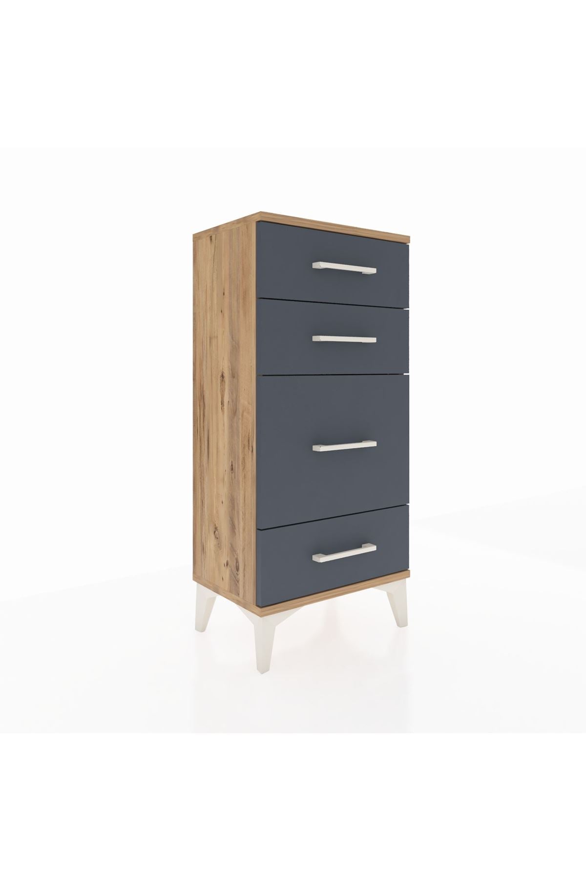 Arges Komodin 4 Çekmeceli 44x30x96 Çam-Antrasit