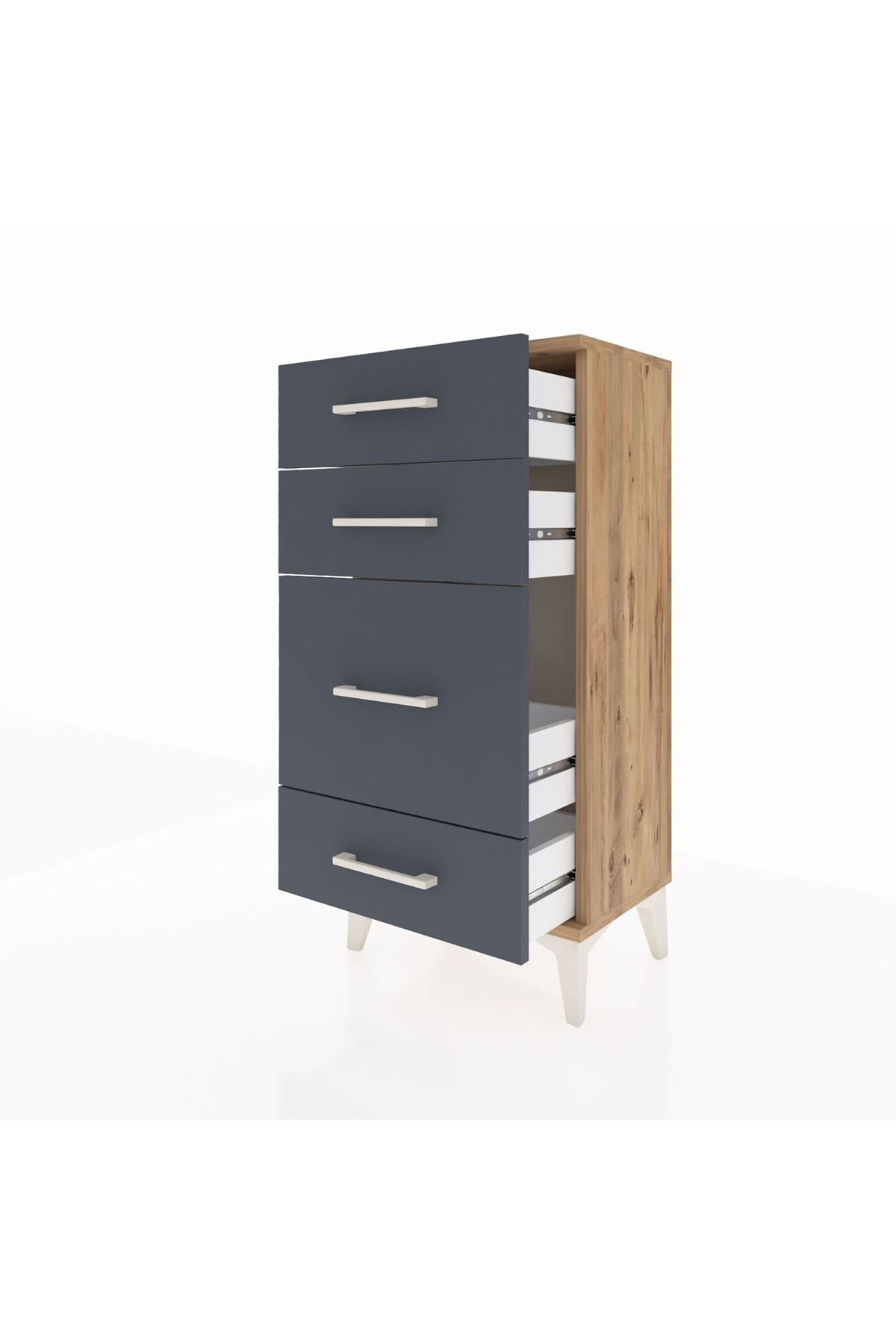 Arges Komodin 4 Çekmeceli 44x30x96 Çam-Antrasit