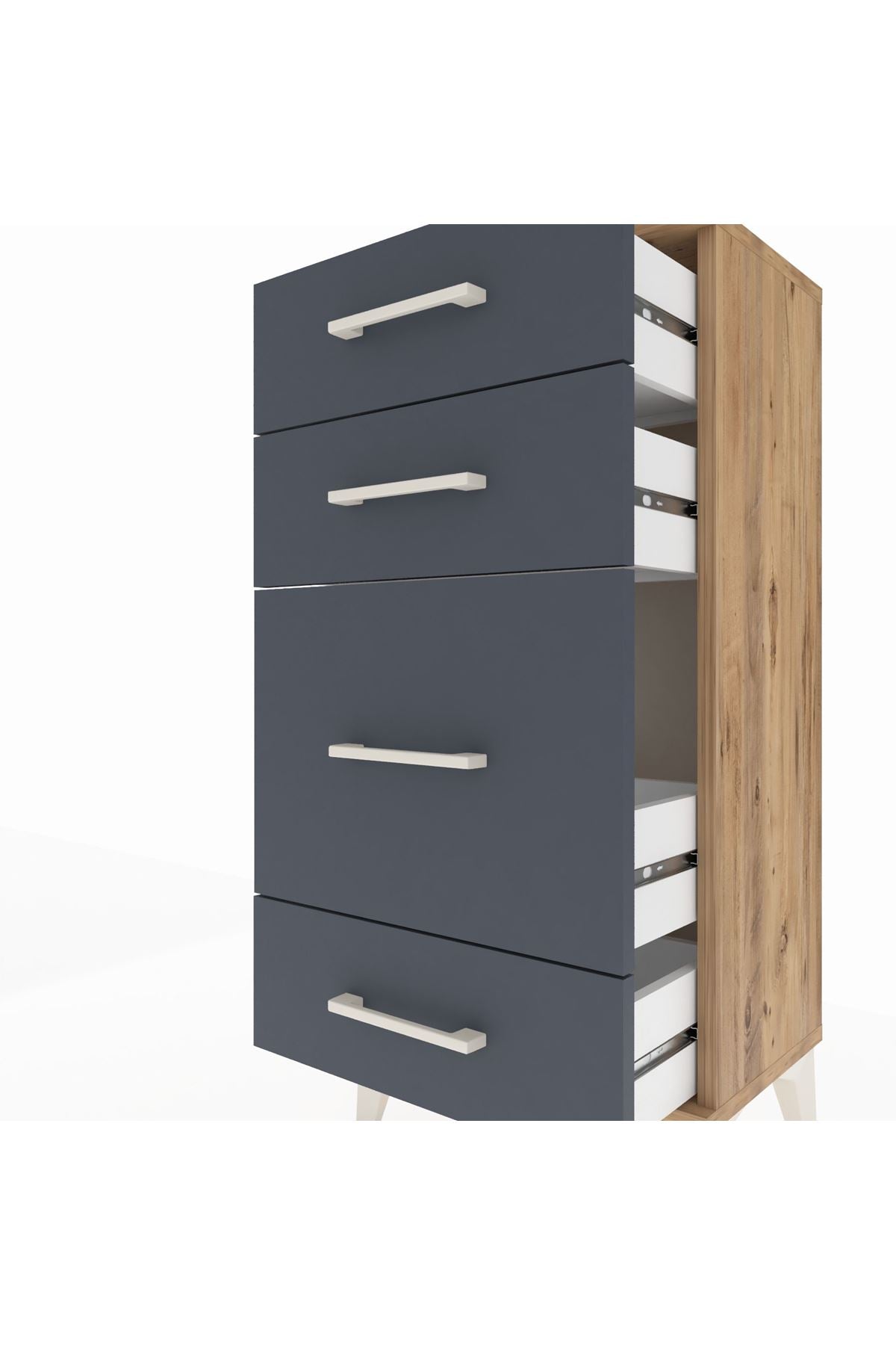 Arges Komodin 4 Çekmeceli 44x30x96 Çam-Antrasit