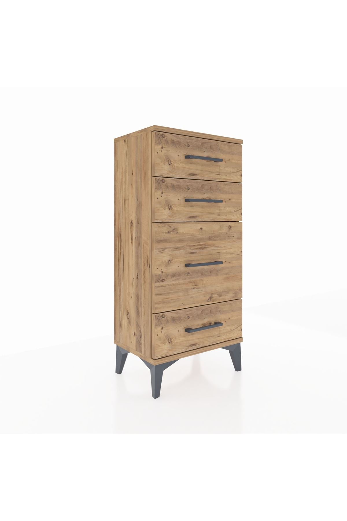 Arges Komodin 4 Çekmeceli 44x30x96 Çam-Çam