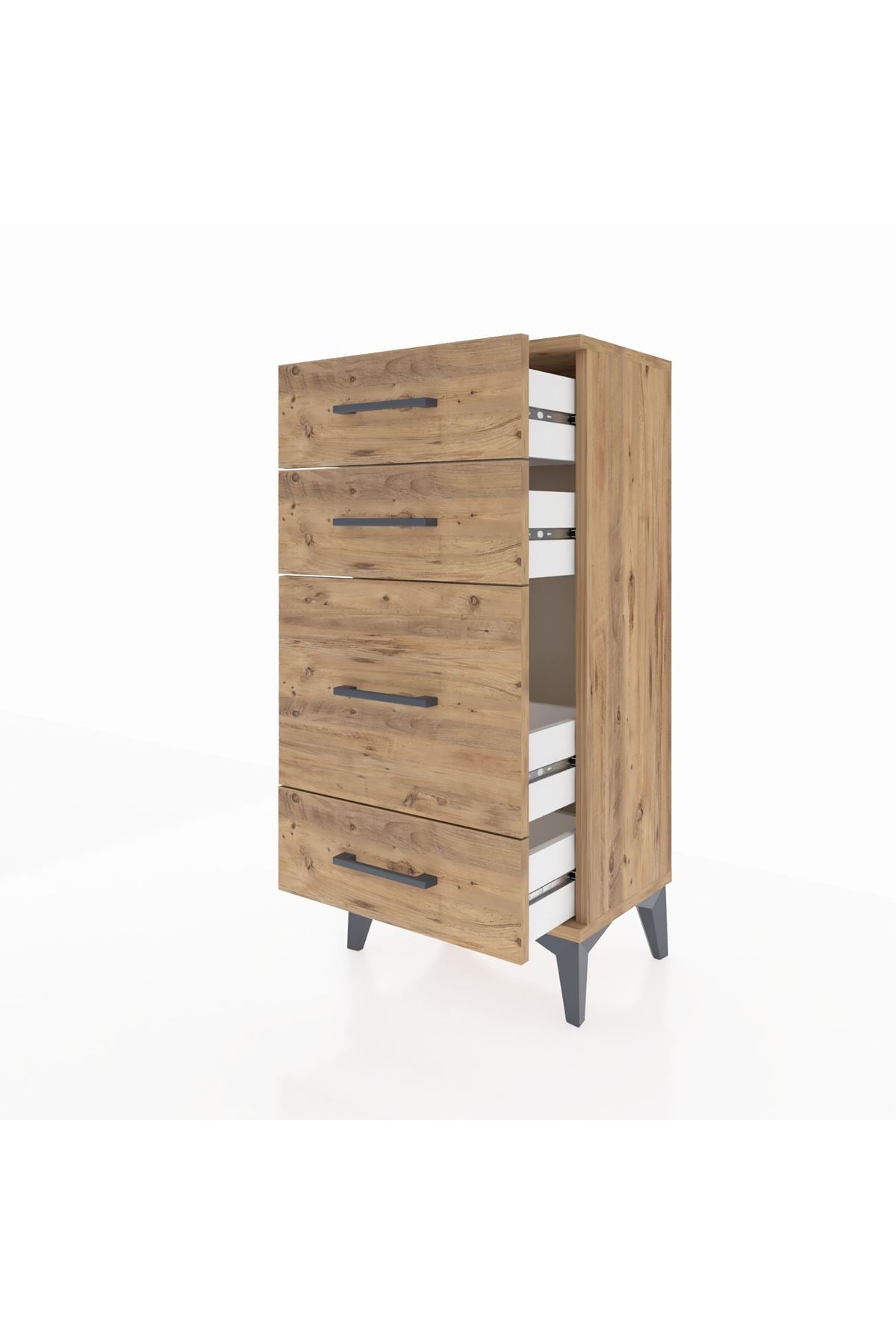 Arges Komodin 4 Çekmeceli 44x30x96 Çam-Çam