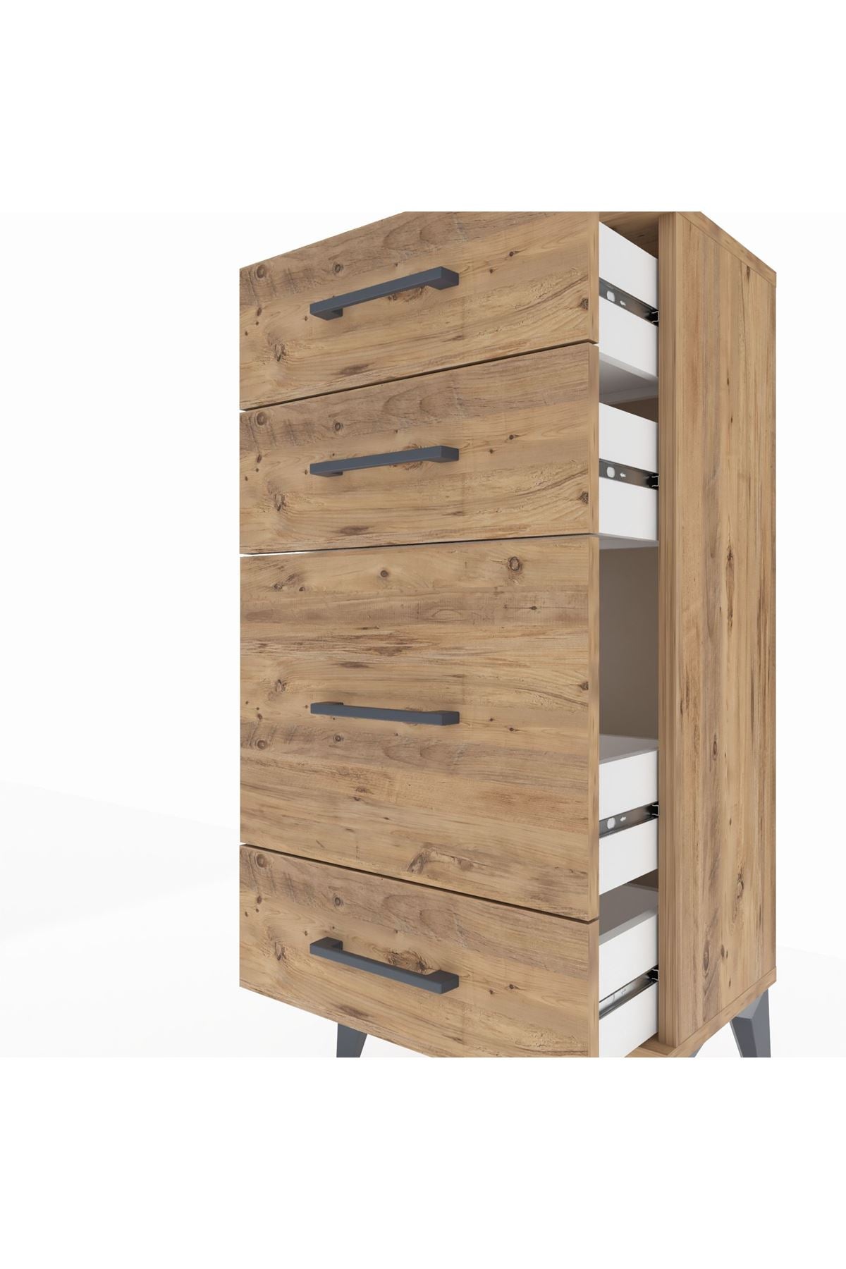 Arges Komodin 4 Çekmeceli 44x30x96 Çam-Çam