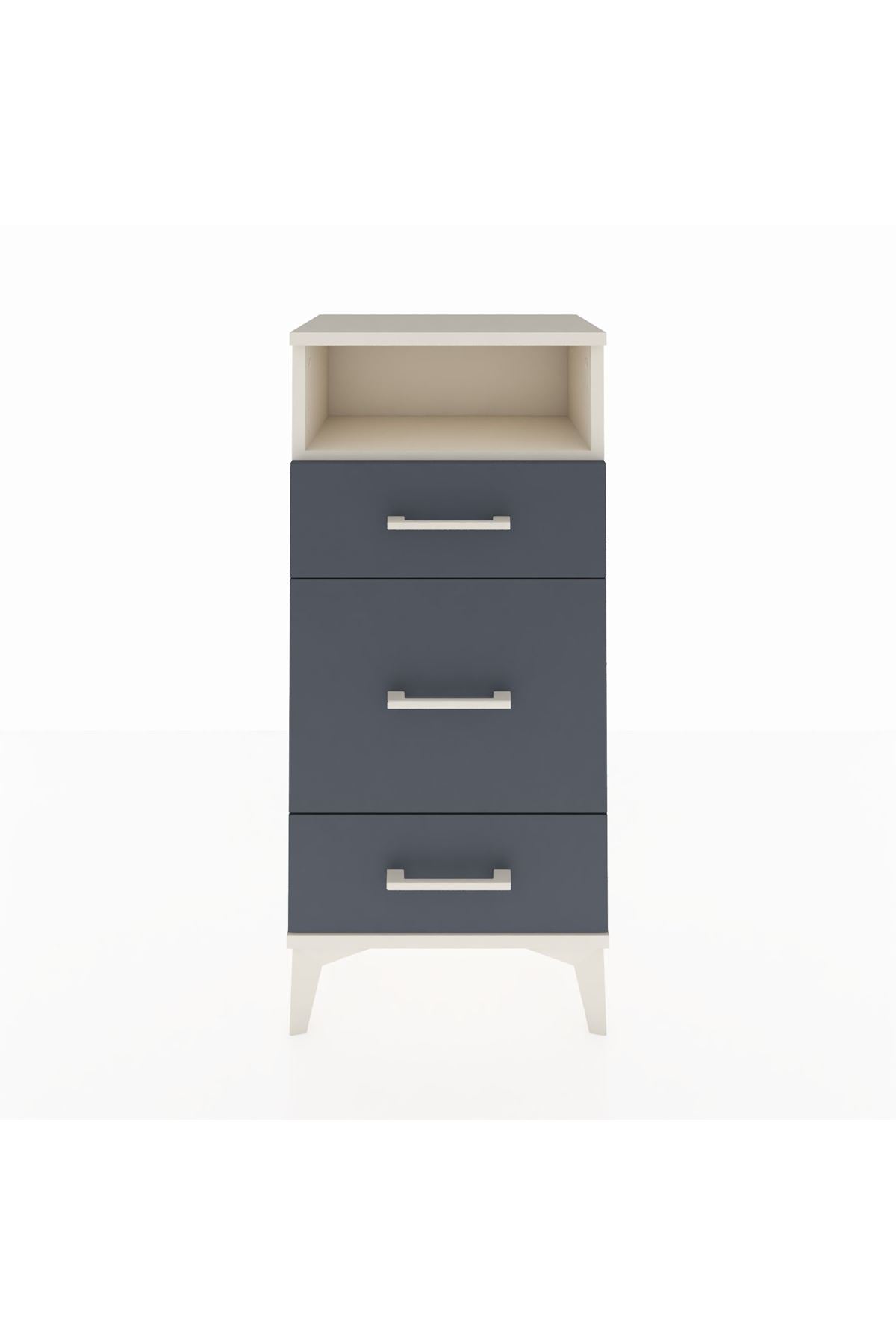 Arges Komodin Tek Raflı 3 Çekmeceli 44x30x96 Aytaşı-Antrasit