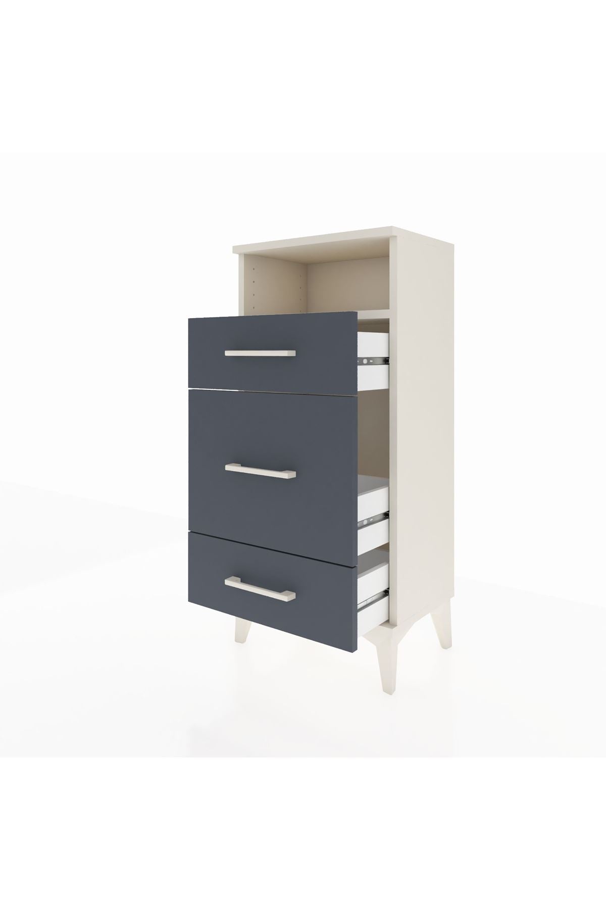 Arges Komodin Tek Raflı 3 Çekmeceli 44x30x96 Aytaşı-Antrasit