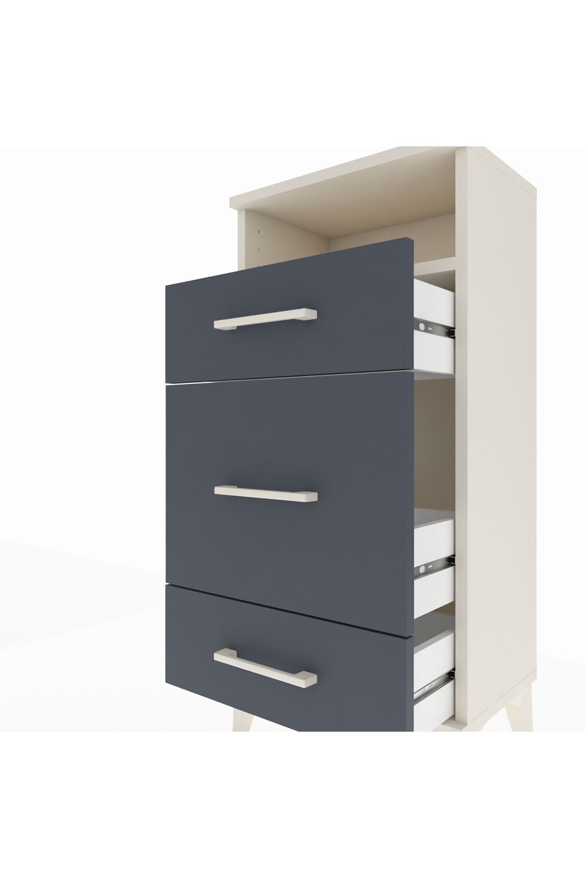 Arges Komodin Tek Raflı 3 Çekmeceli 44x30x96 Aytaşı-Antrasit