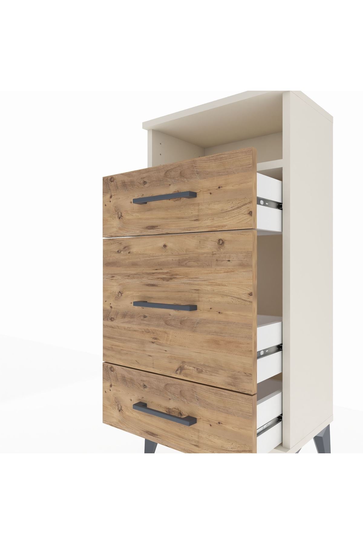 Arges Komodin Tek Raflı 3 Çekmeceli 44x30x96 Aytaşı-Çam