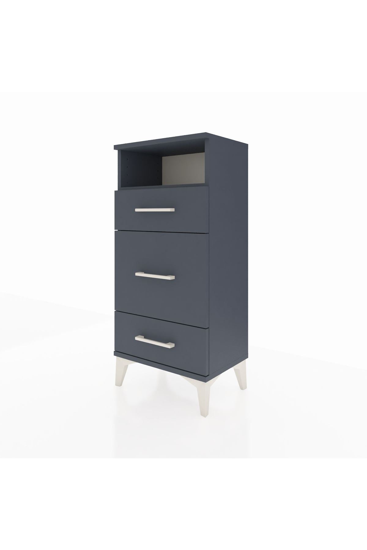 Arges Komodin Tek Raflı 3 Çekmeceli 44x30x96 Antrasit-Antrasit